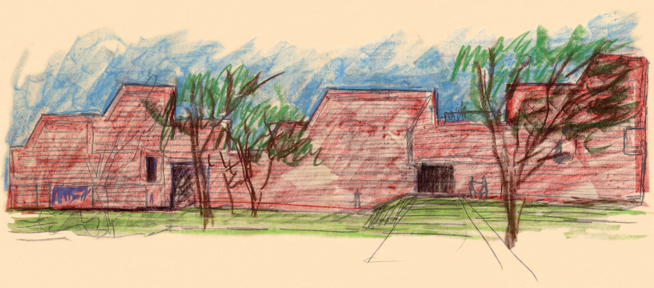 Balkrishna Doshi, schizzi del progetto per la «School of Architecture», CEPT University, Ahmedabad, 1966-68