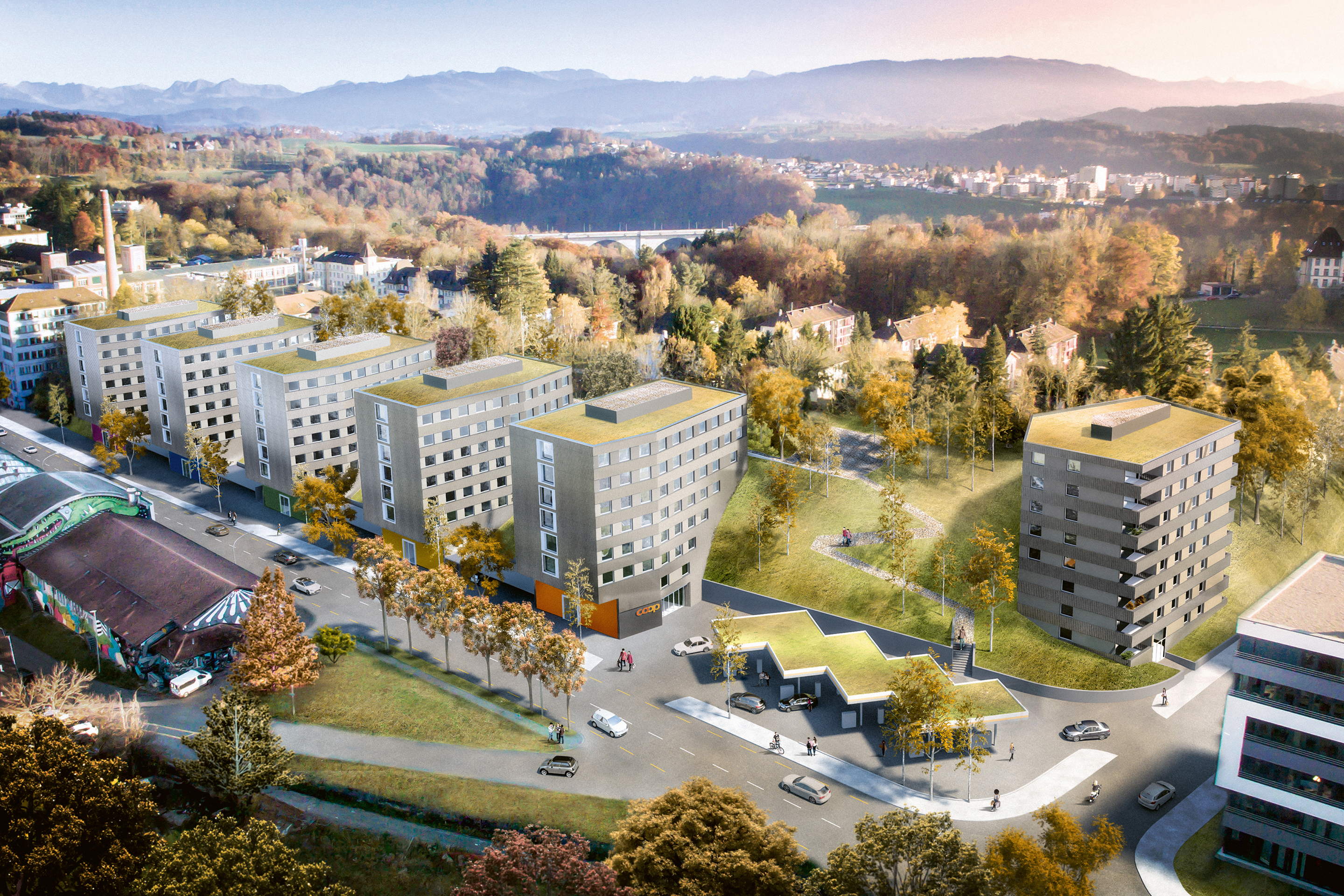 Häuser mit  Konzentration auf studentisches Wohnen.