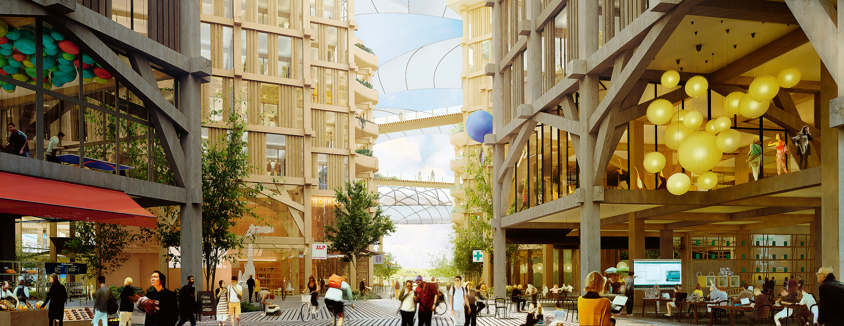 In der Modellstadt sollen dereinst glückliche Menschen zwischen Holzhäusern flanieren … und ihre Daten preisgeben.