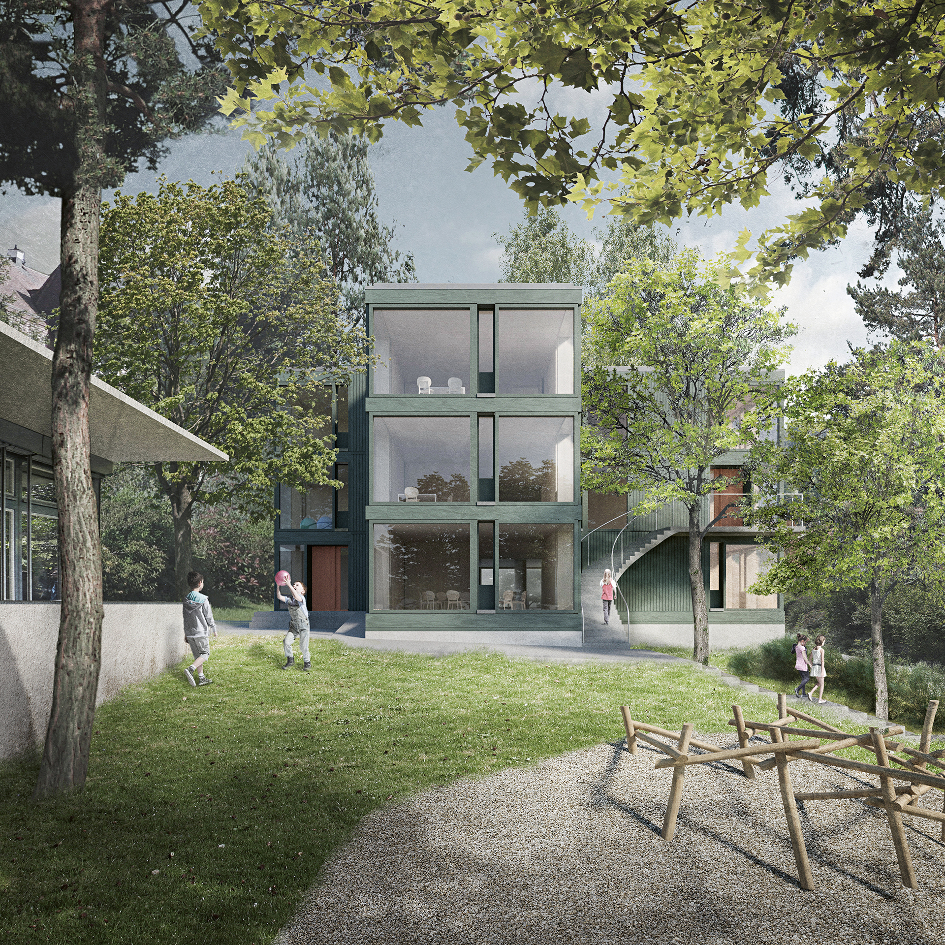 Der erstplatzierte Entwurf «Louise» von Schaub Zwicky Architekten zeichnet sich durch eine schlanke Stirnfassade aus.