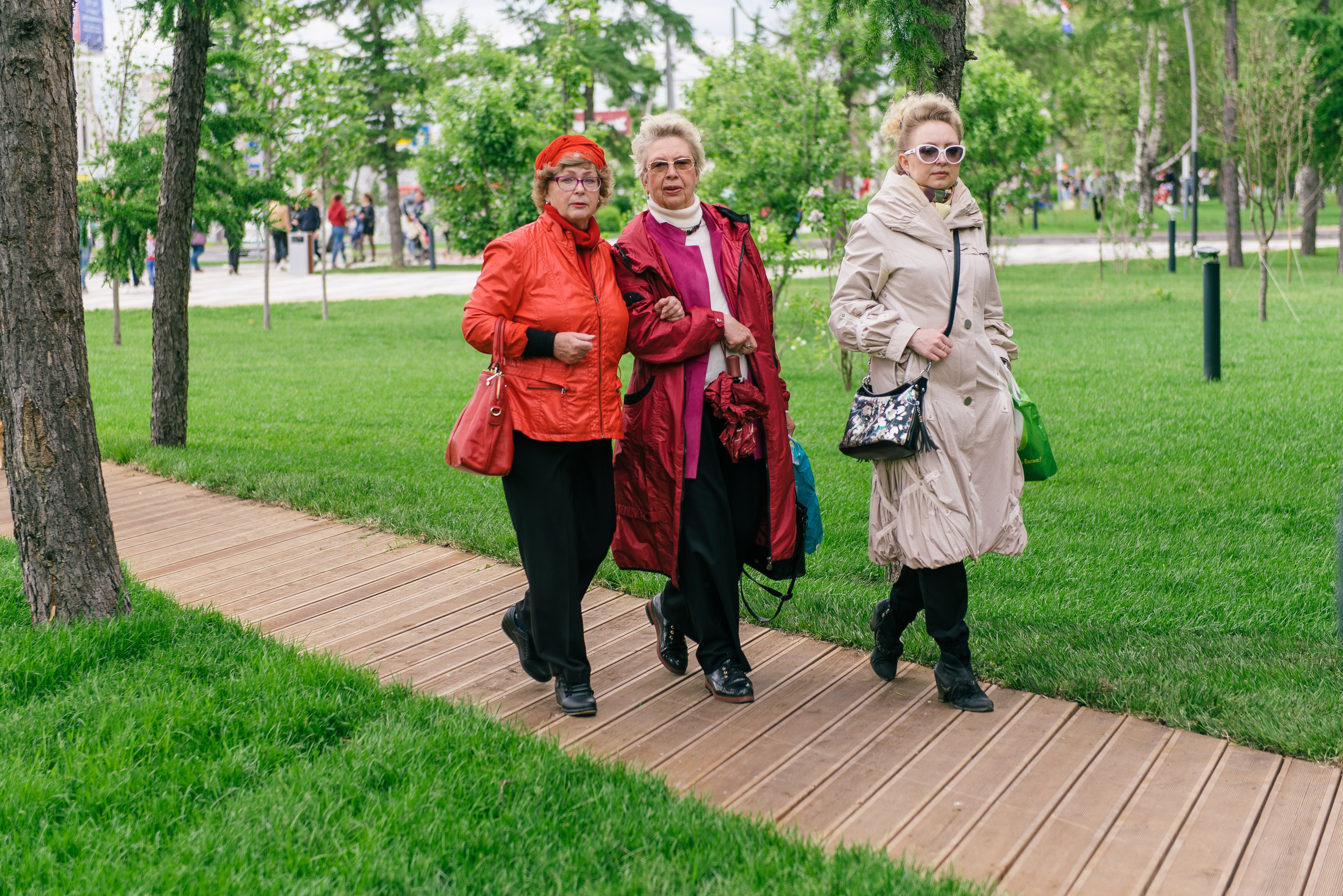 Wooden trails on the Festival Boulevard, Kazan.