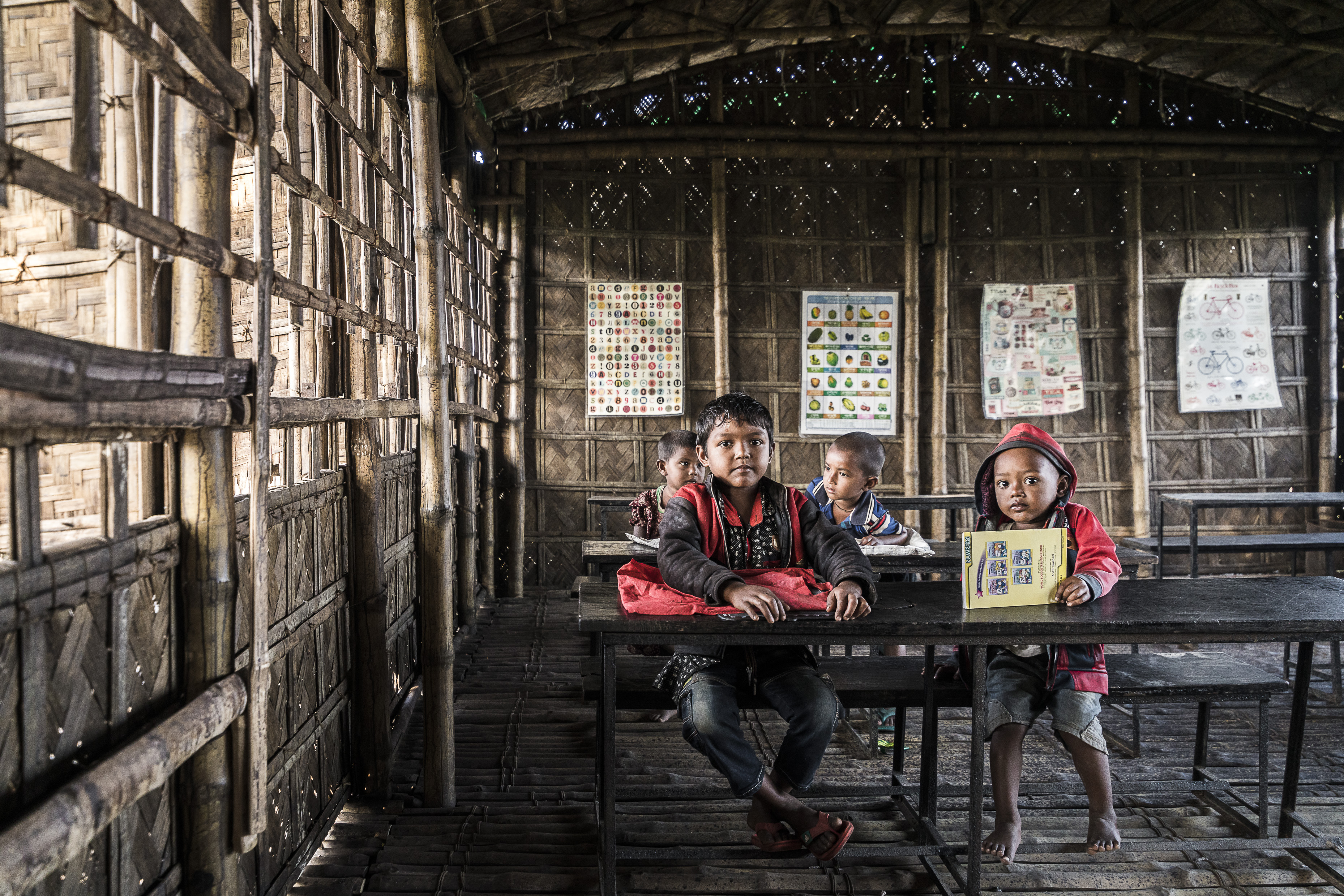Children attending class.