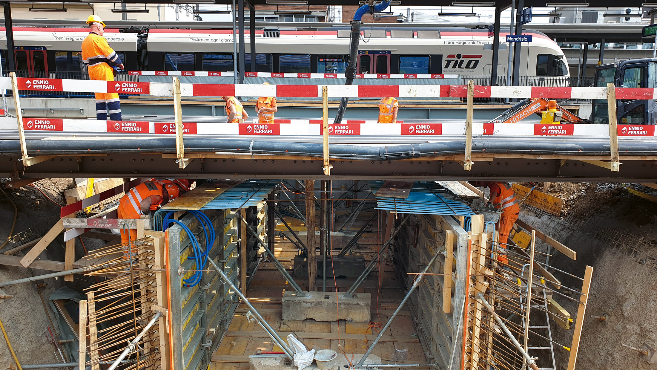 Vista generale del cantiere per il sottopasso nella stazione FFS di Mendrisio