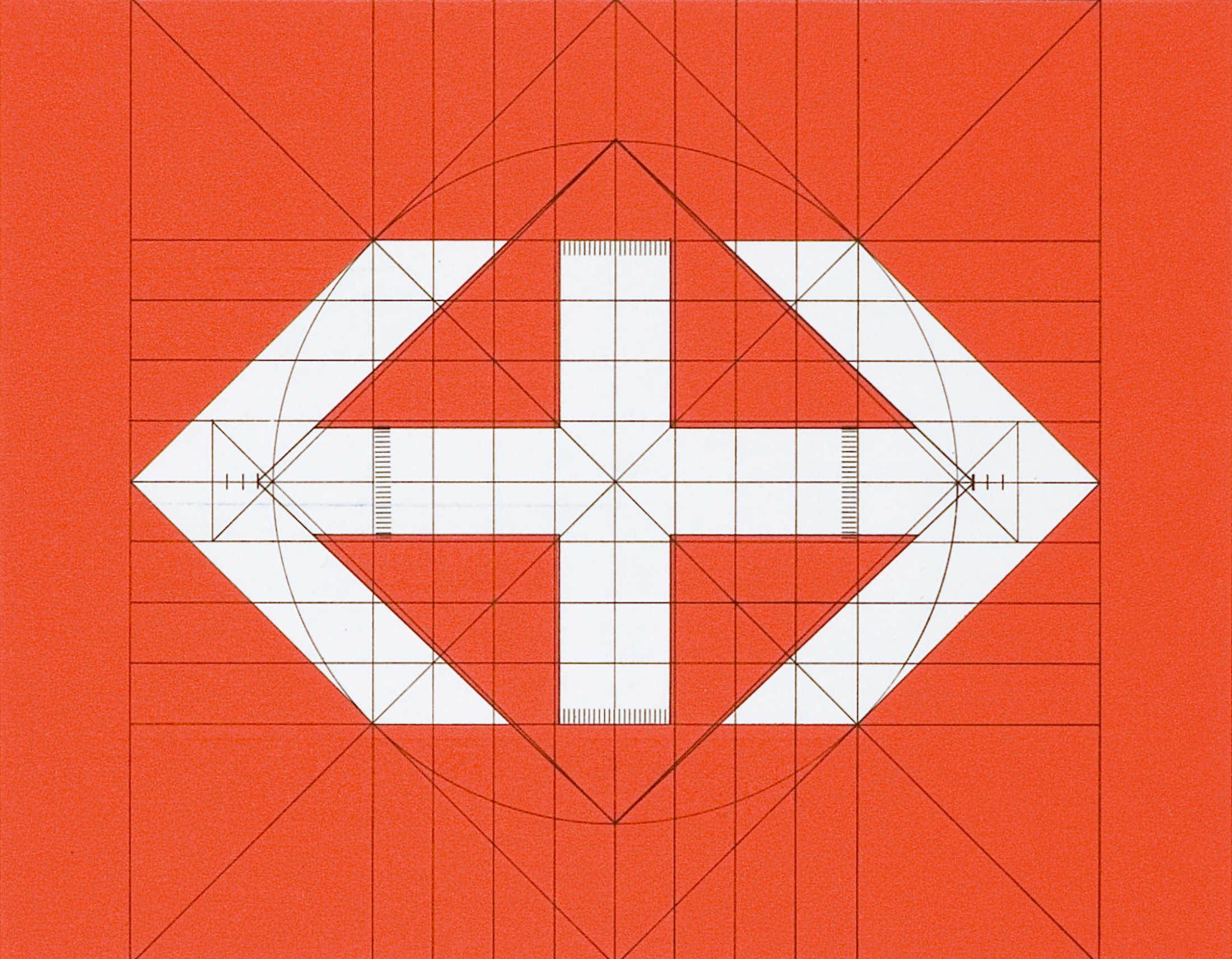 Josef Müller-Brockmann con Peter Spalinger, costruzione del logo delle ferrovie svizzere, 1980