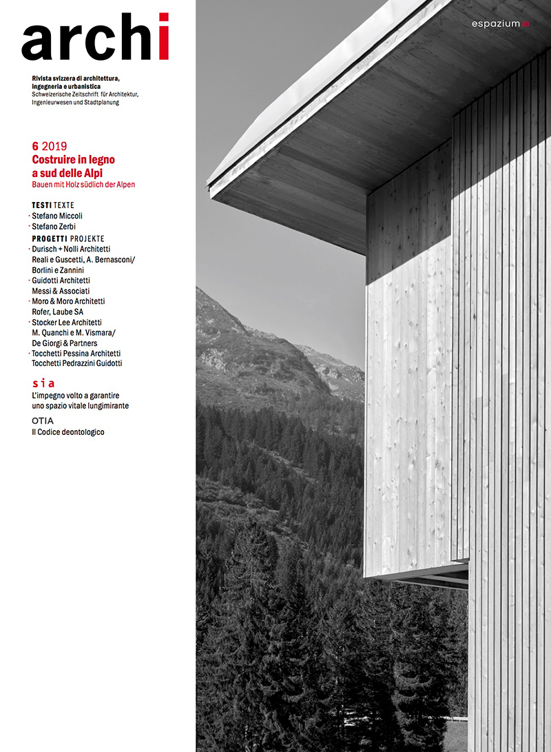 La copertina di «Archi» 6/2019 – «Costruire in legno a sud delle Alpi»