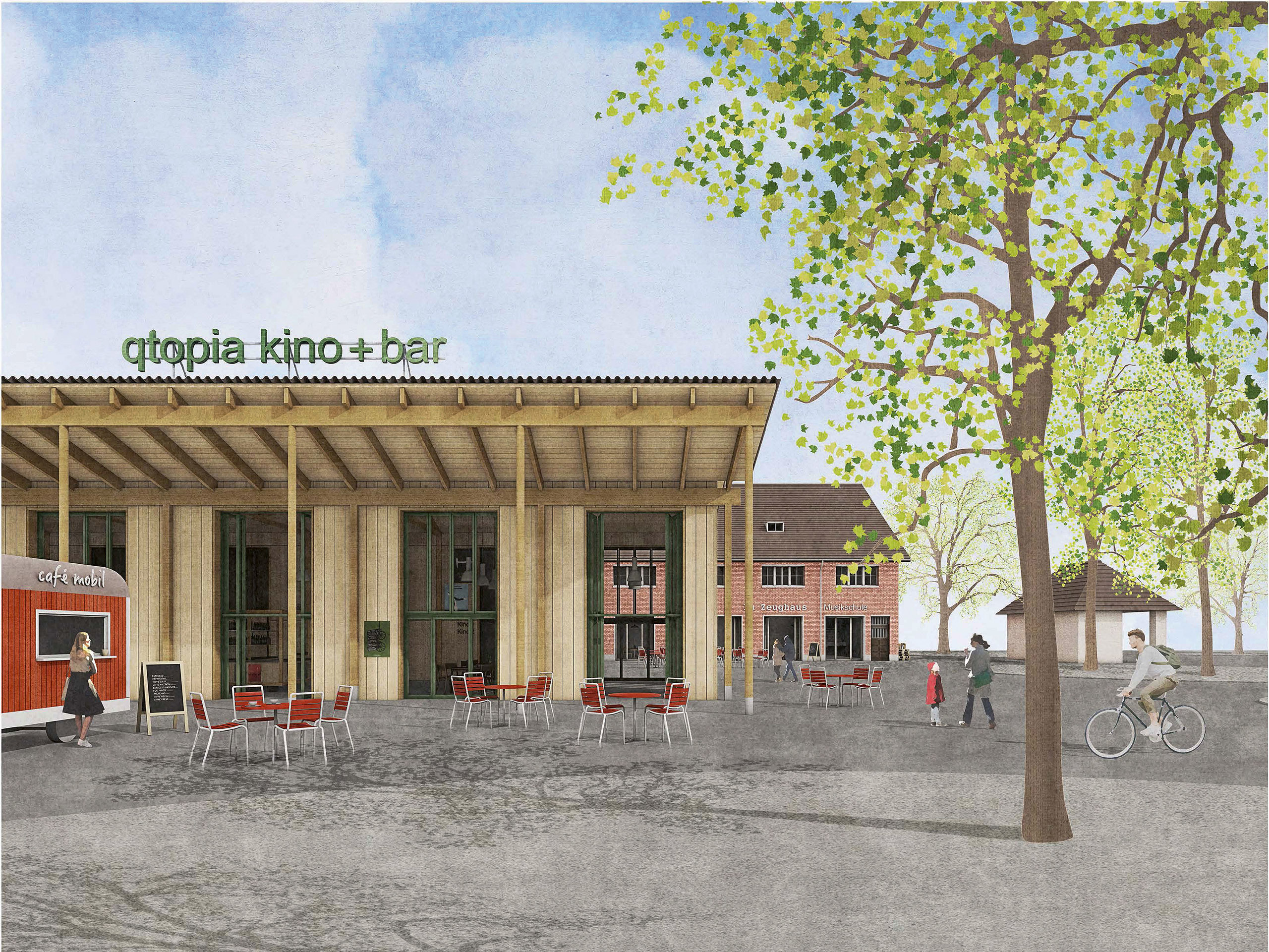 Das Projekt «Alles in Allem» von Adrian Streich Architekten ist an die Typologie der Zeughaus-Hallenbauten angelehnt.