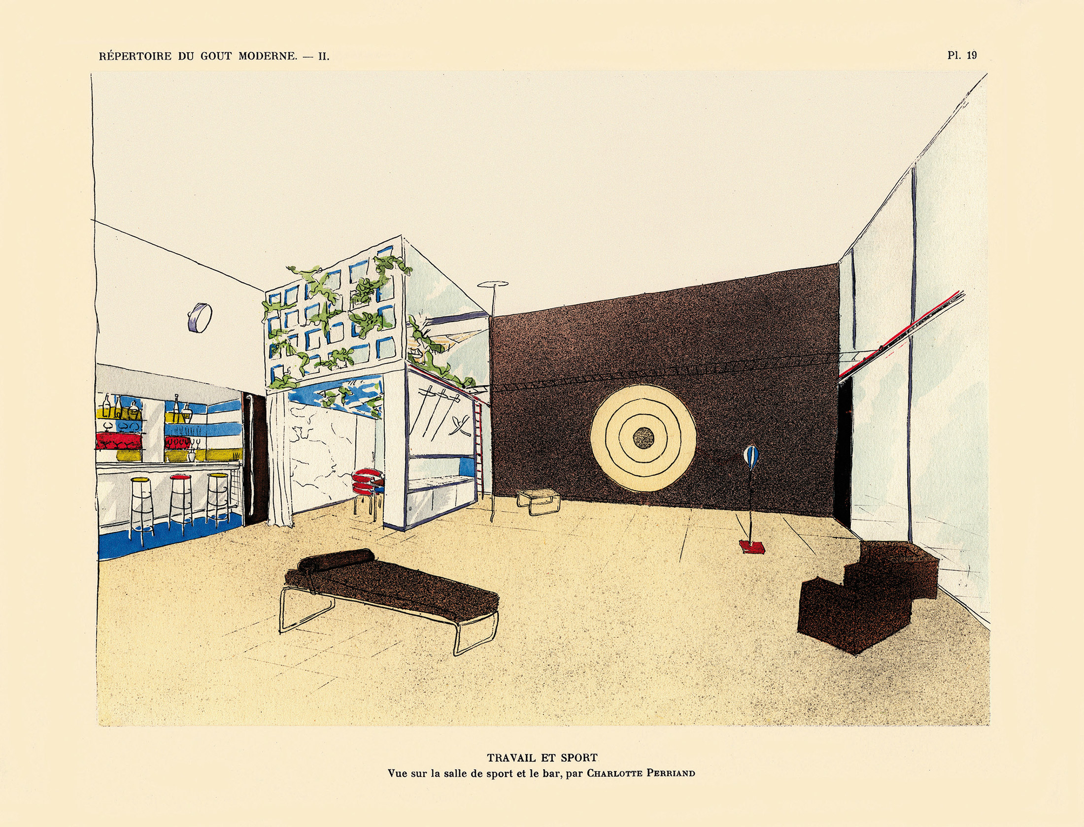 Charlotte Perriand, «Travail et Sport», 1927-1929. Prospettiva pubblicata su «Répertoire du goût moderne II», 1929