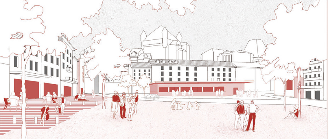 1er rang, projet «In-Between», Place du Tunnel