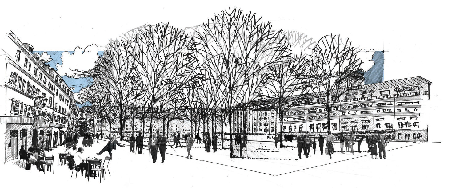 3e rang, projet  «...et en dessous coule une rivière!», Place du Tunnel