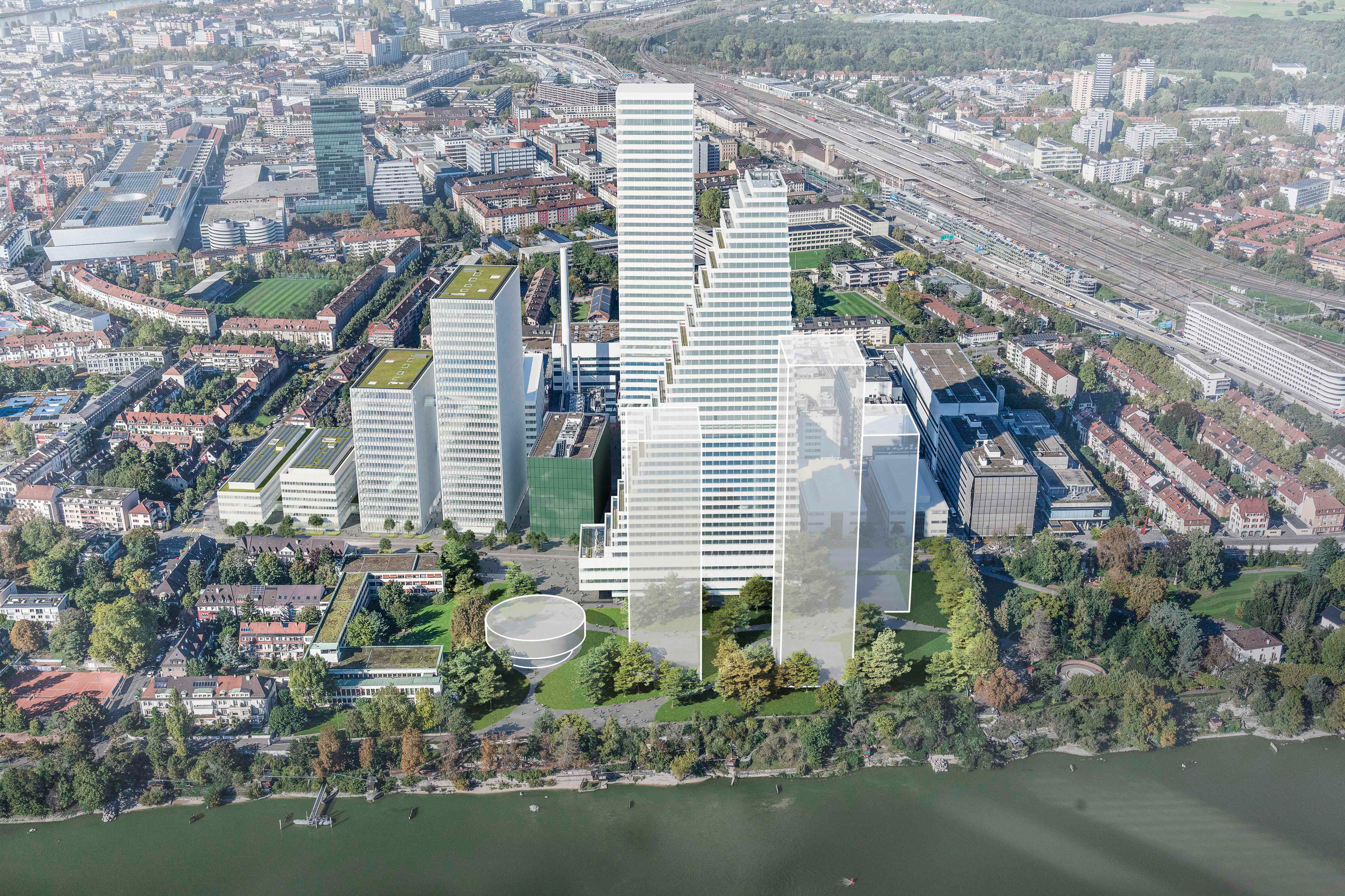7. Visualisation des constructions planifiées par le Groupe Roche sur son site de Bâle