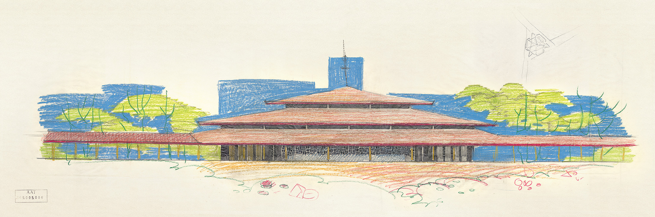 Tita Carloni, progetto per una chiesa in Angola, s.d. [1956]. Prospetto