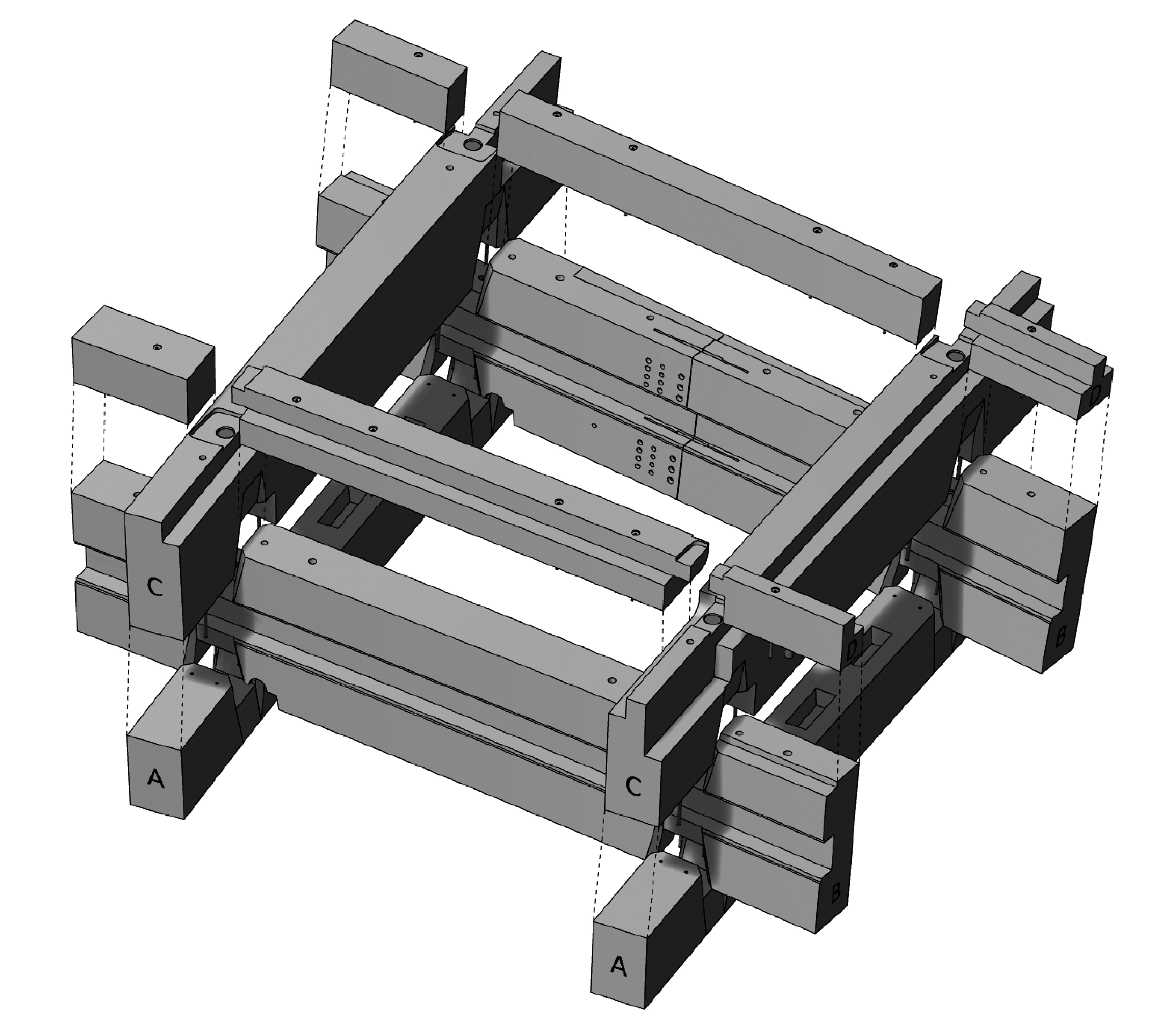 Fig.7:  Échantillon de bâti figurant l’ensemble des couches et points de raccord