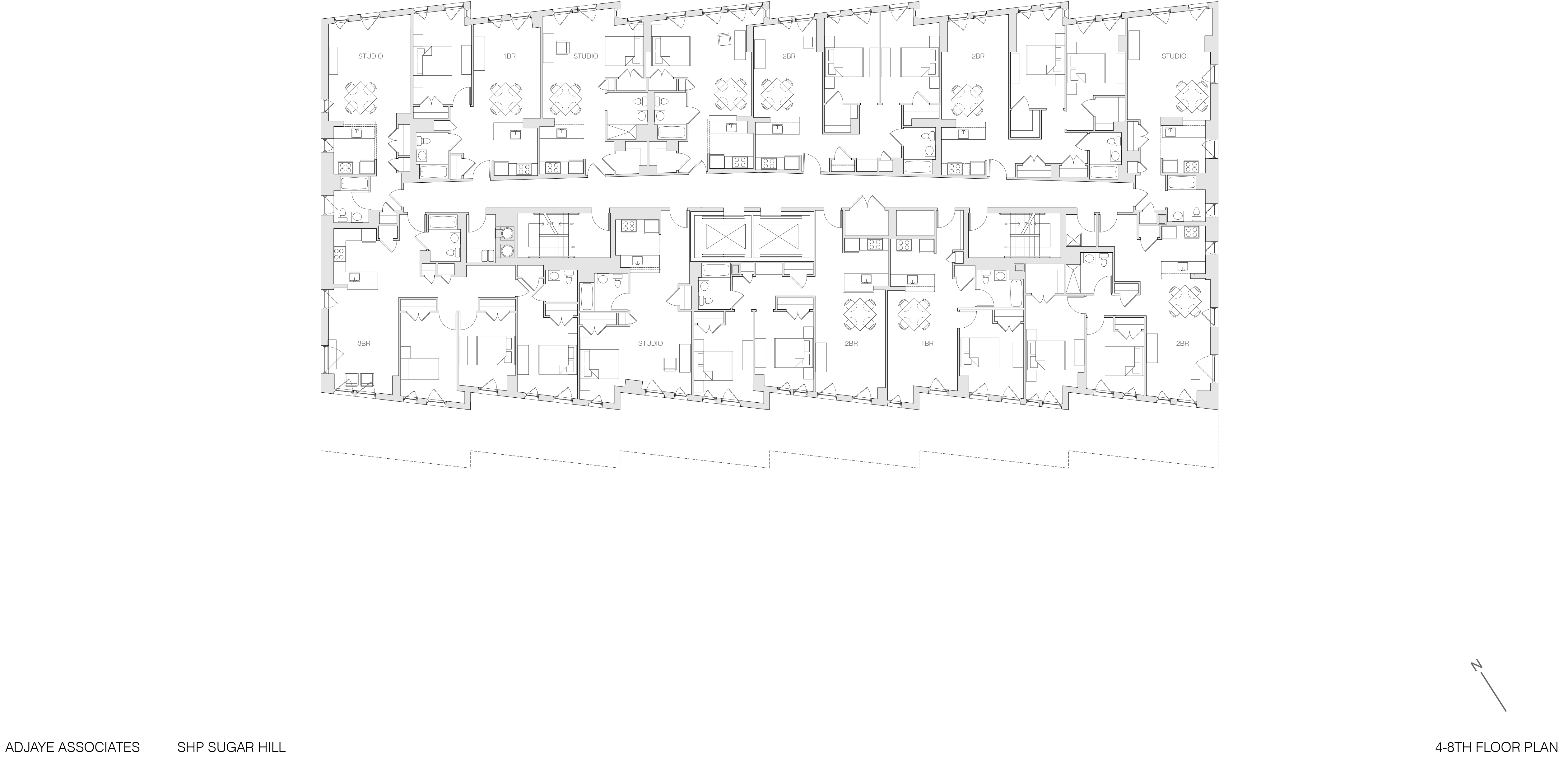 Plan type du 4e au 8e étages - Sugar Hill