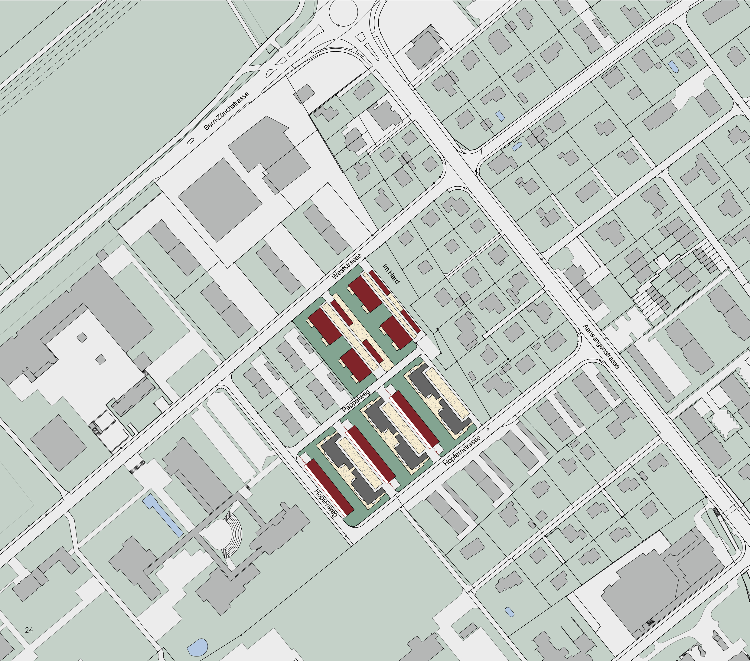Quattro delle dieci palazzine residenziali vengono sostituite, tre ampliate.