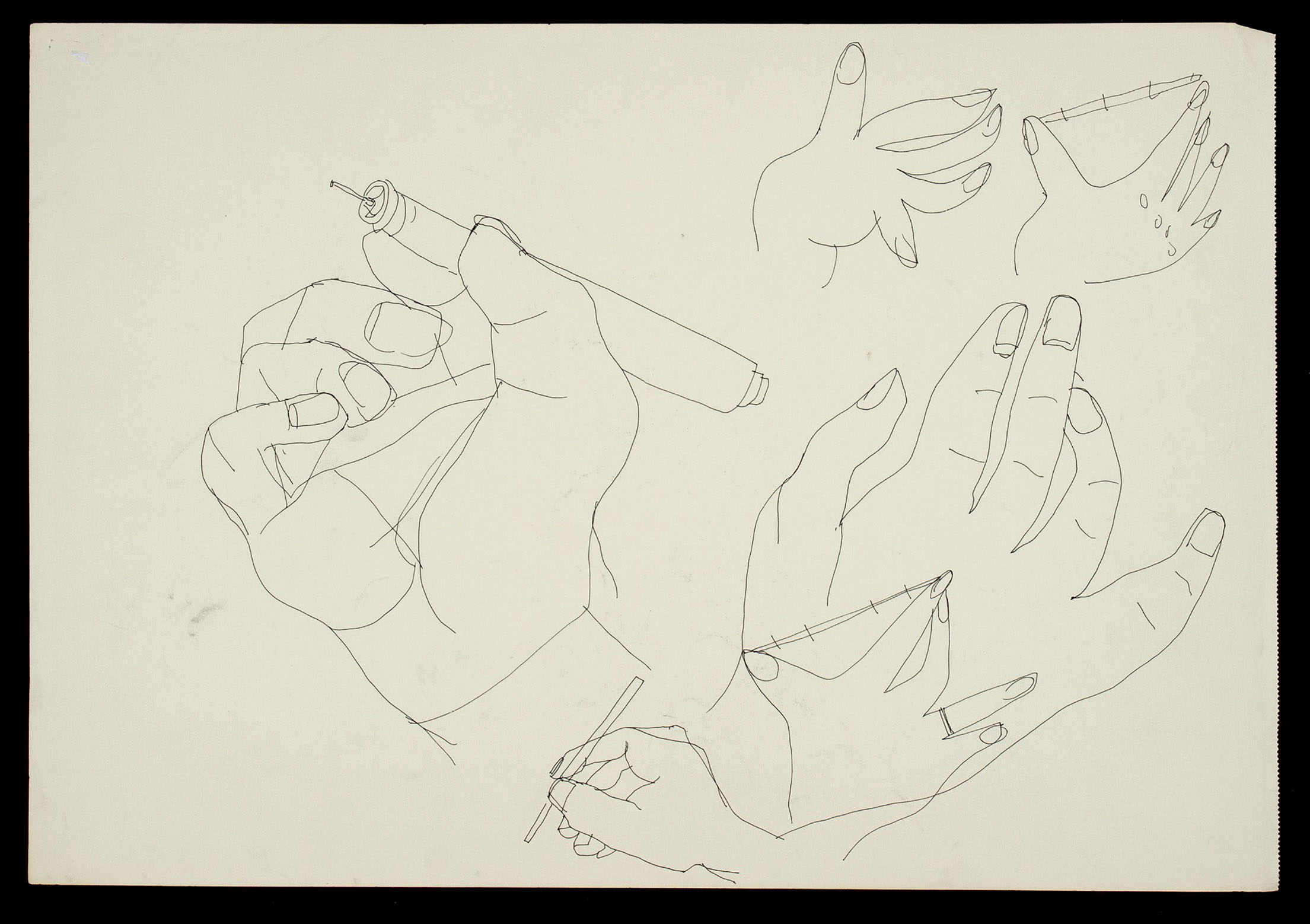 Croquis des mains de l’architecte. Stylo sur papier, s. d.