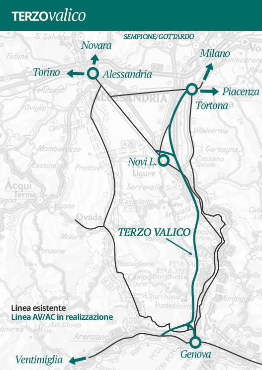 Il tracciato generale del Terzo Valico