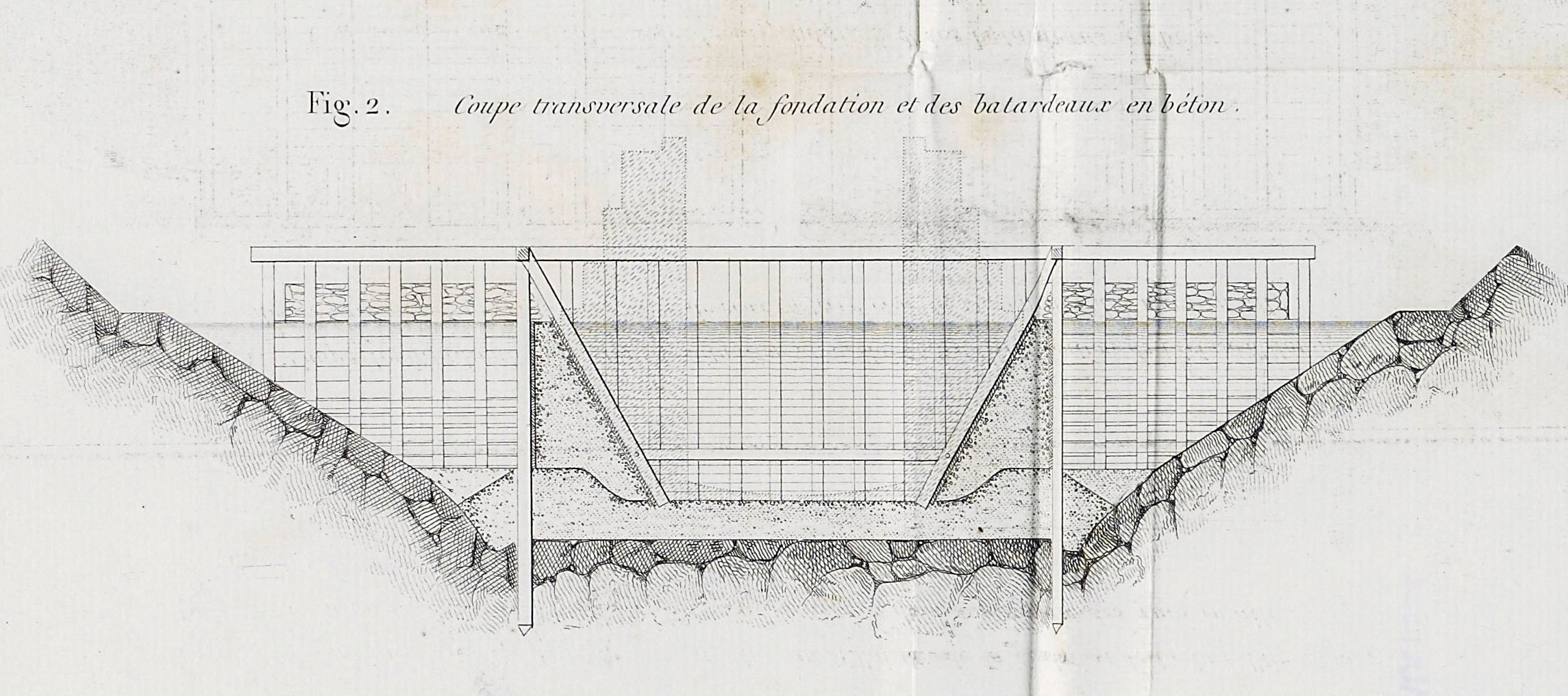 La recette du béton de l’ingénieur militaire Nicolas-François Milet de Monville décrite par Bernard Forest de Bélidor, lui aussi ingénieur militaire : « Le tout étant bien mêlé, l’on y jette treize parties de recoupes de pierres, et trois de mâchefer concassé, lorsqu’on est à portée d’en avoir, ou bien l’on se contente d’employer seize parties au lieu de treize de recoupes et blocailles de pierre, ou de cailloux dont la grosseur ne doit point surpasser celle d’un œuf de poule. On remue à force de bras toute