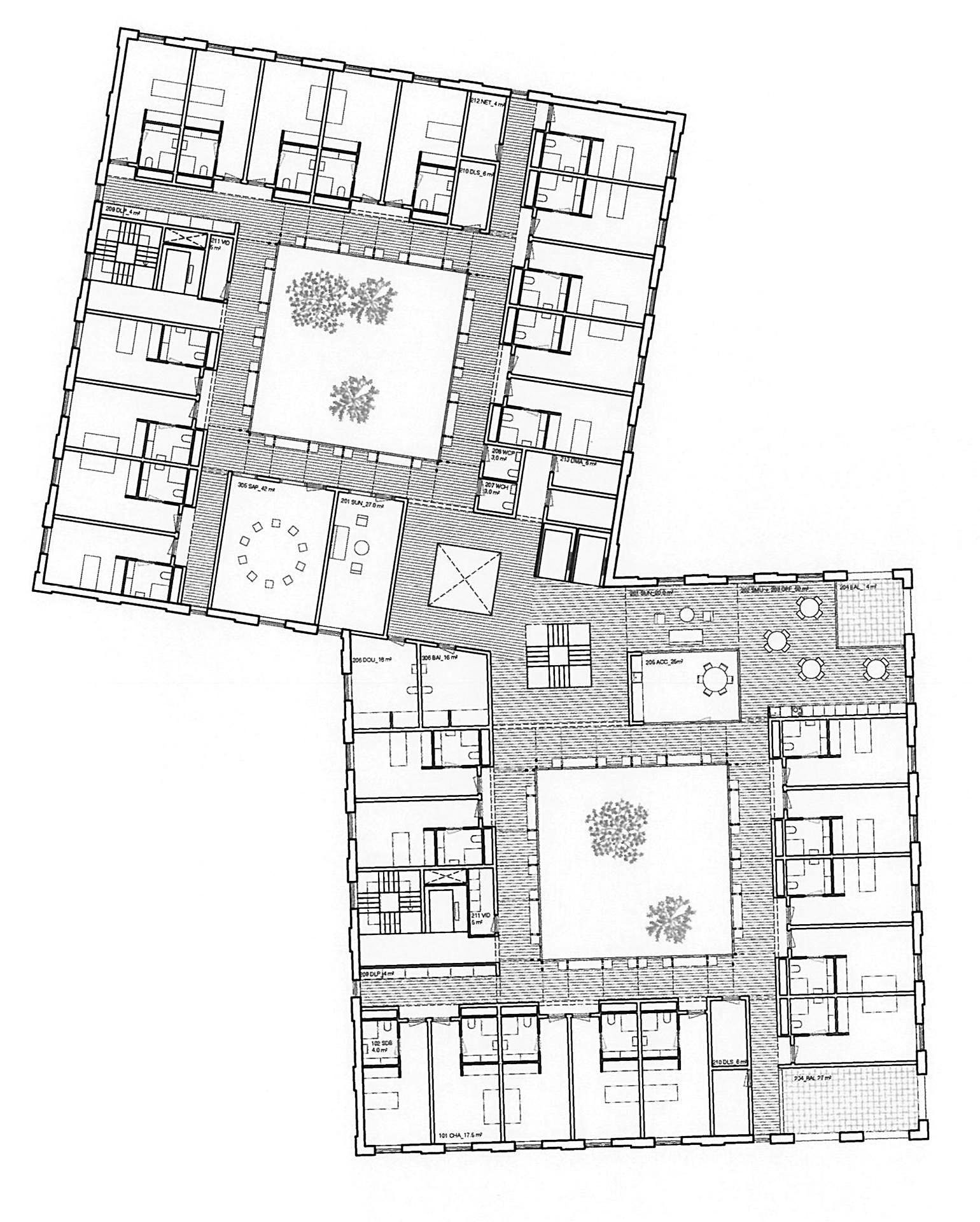 Plan des 1er et 2e étages, 5e rang « Duo » (Arriola, Atienza, Maure, Mellado)