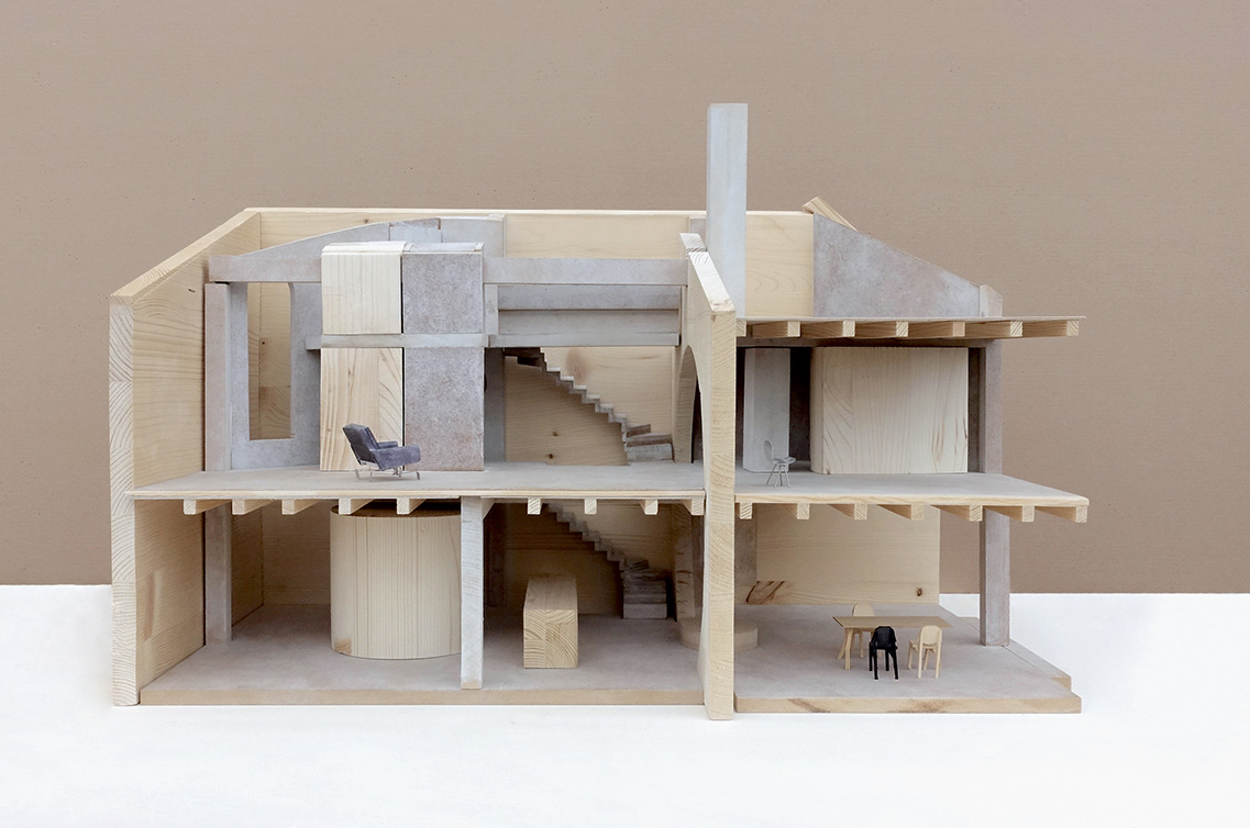 Buchner Bründler Architekten, Casa in Missionsstrasse, Basilea, 2018-2020. Modello in legno (massello e derivati), scala 1:20.