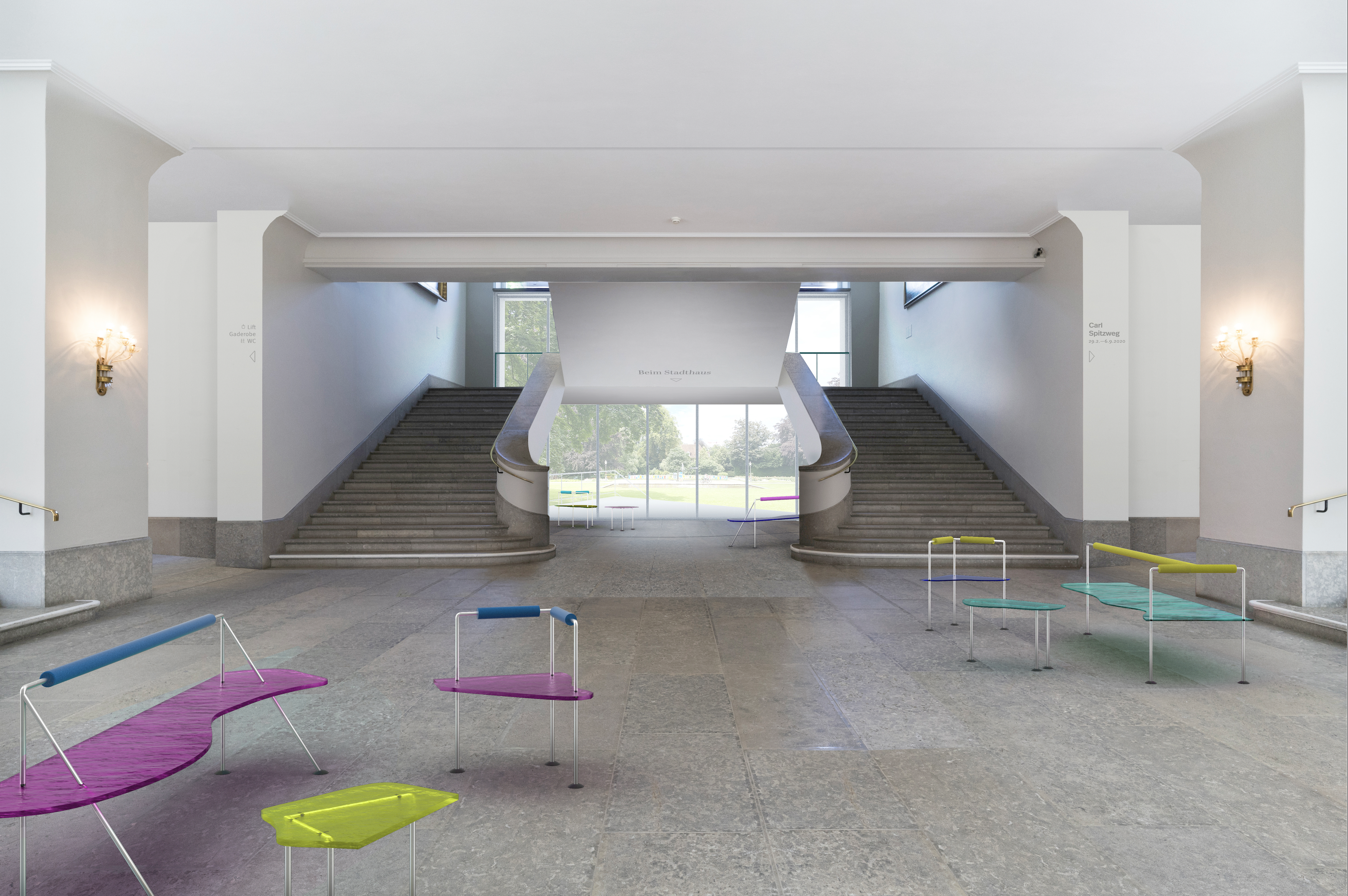 Concours en procédure sélective pour la restructuration de l’entrée du Musée d’art de Winterthur en collaboration avec Guillermo Santomà, 2020: après l’intervention proposée.