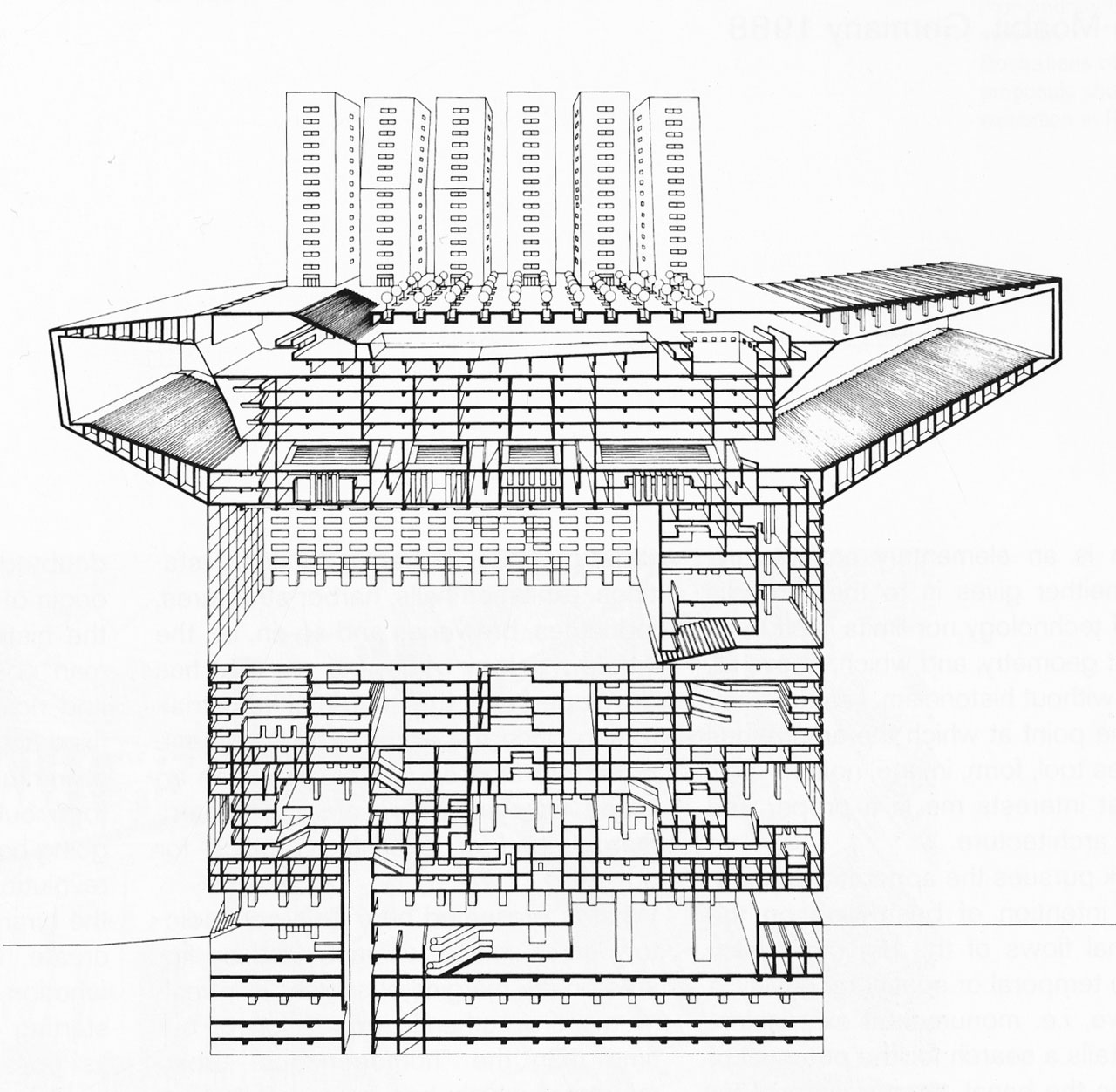 The “Compact City” of Atlanpole, Nantes by Hans Kollhoff (1988), competition