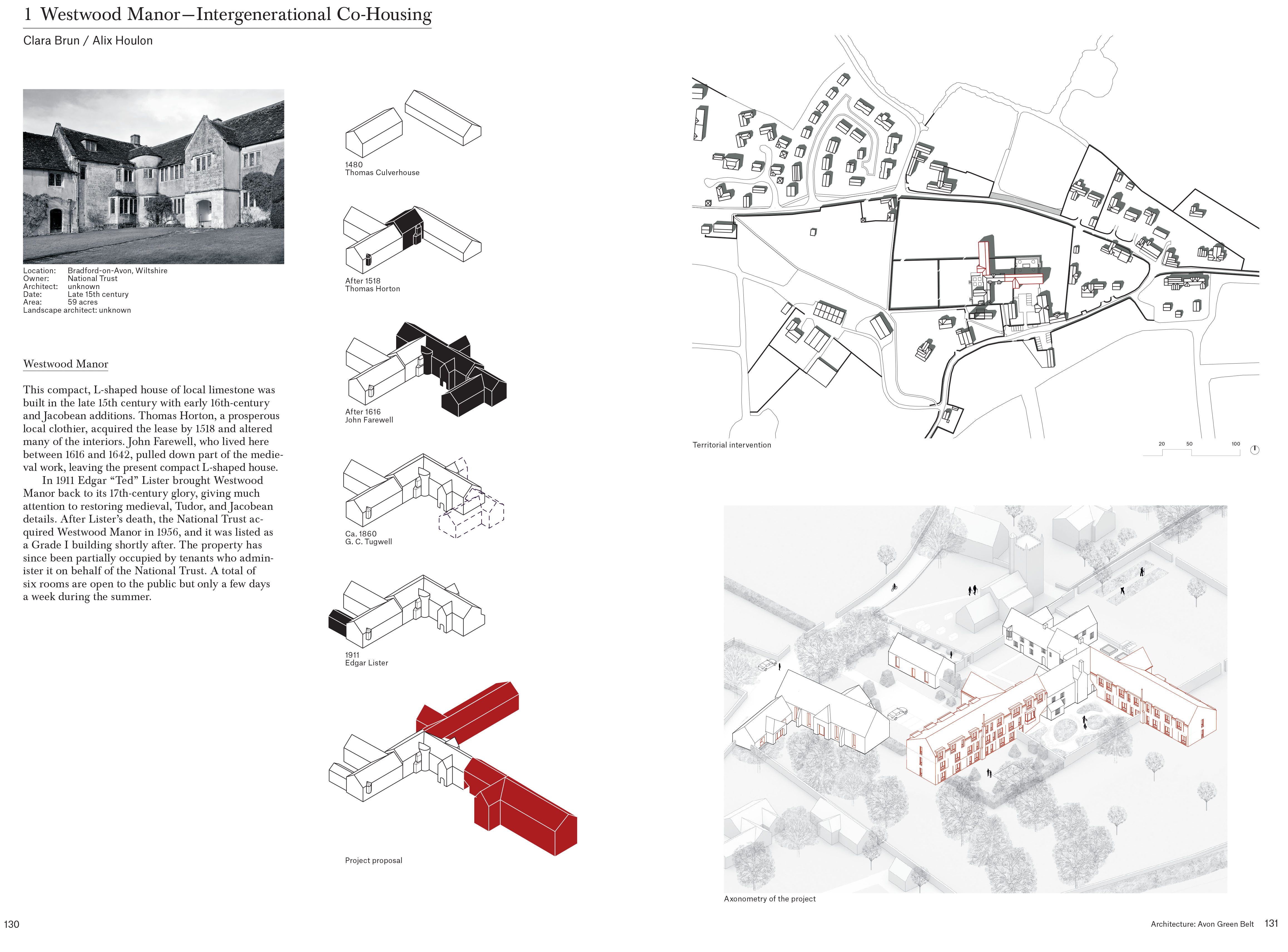 «Westwood Manor–Intergenerational Co-Housing», projet de Clara Brun et Alix Houlon, inscrit dans la continuité de la croissance organique du manoir (laba – EPFL)