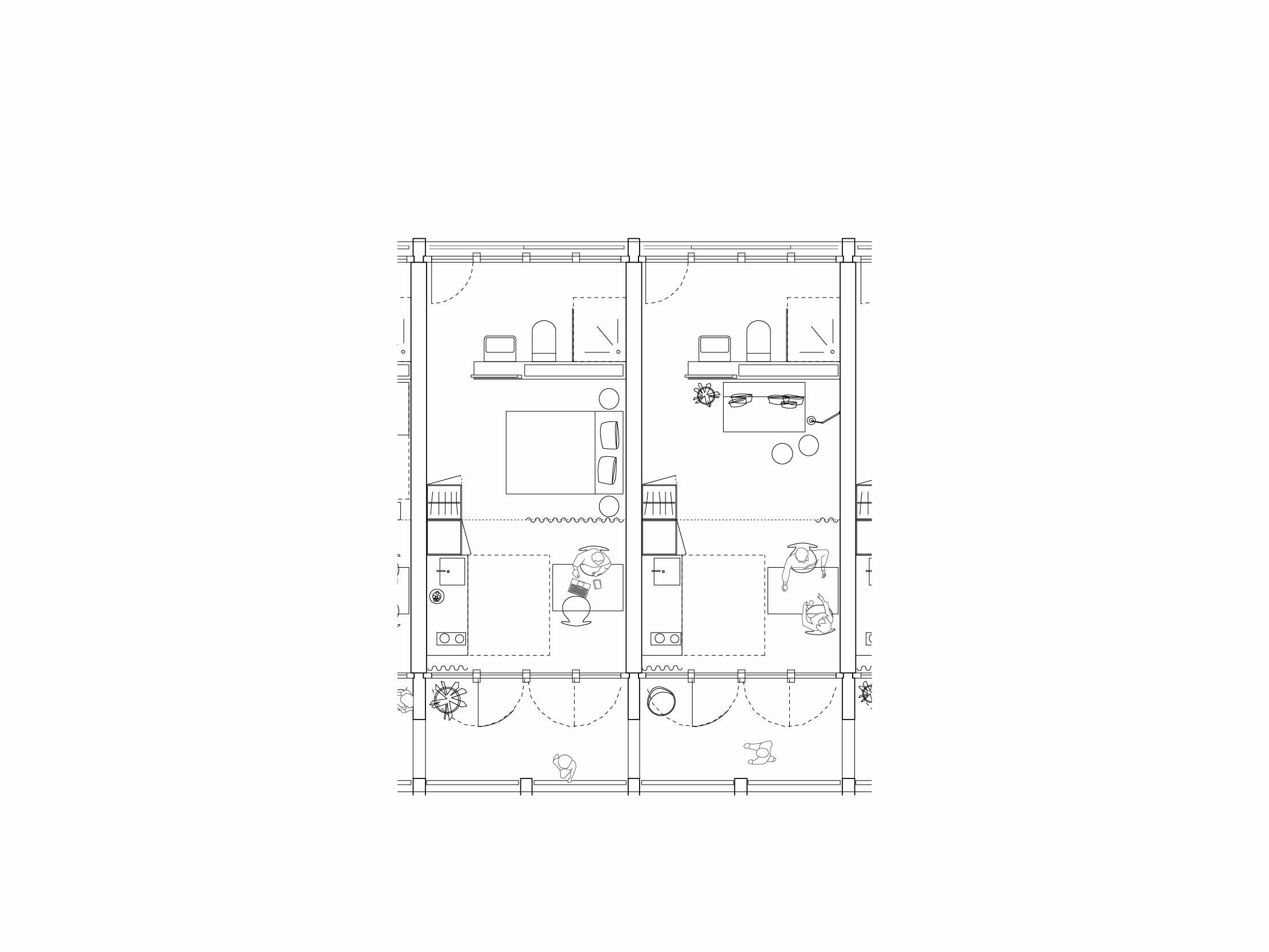 Extraits des plans types des quatre premiers projets lauréats du concours Seevorstadt 131, Bienne 2018. 4ème prix : Bart + Buchhofer Architekten