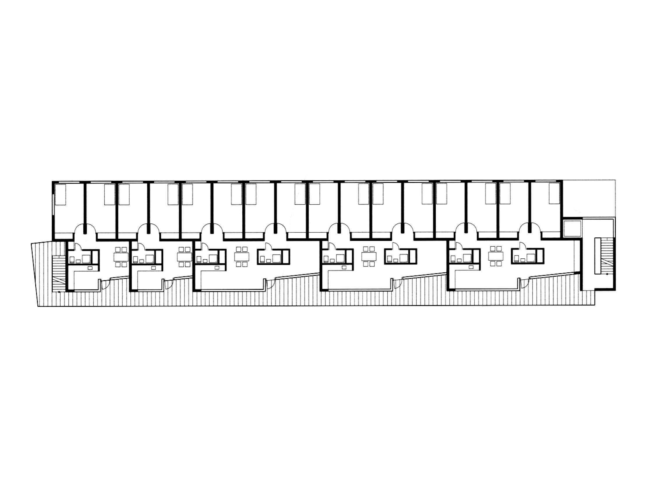 Plan type du complexe du Bülachhof, Marc Langenegger, Zurich. Concours 1999, réalisation 2003