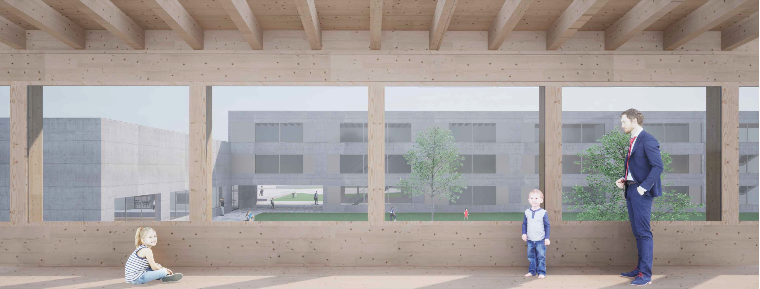 Il vincitore del concorso per gli stabili scolastici del comparto Bosciorina a Biasca: «Sistema», progetto del gruppo interdisciplinare guidato dallo studio d'architettura Campana Herrmann Pisoni e composto da Pianifica SA, Protec SA e Scherler SA.