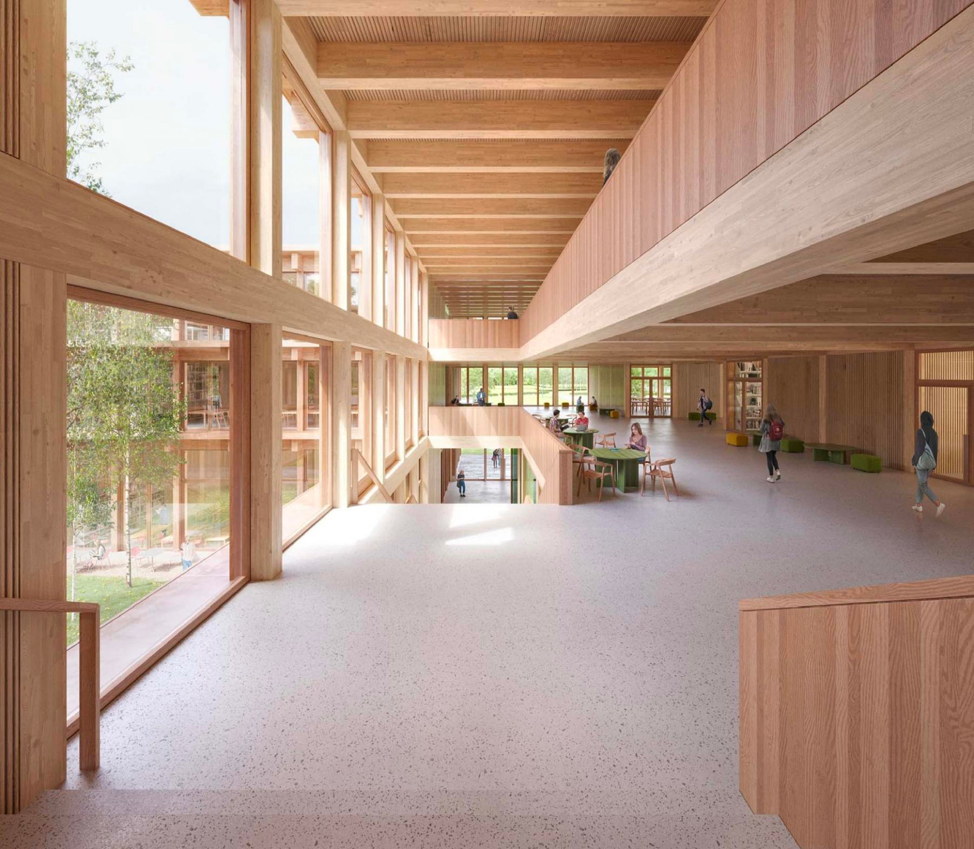 Vue intérieure du projet «Villeneuve», lauréat du concours du groupe scolaire ESII Meyrin 