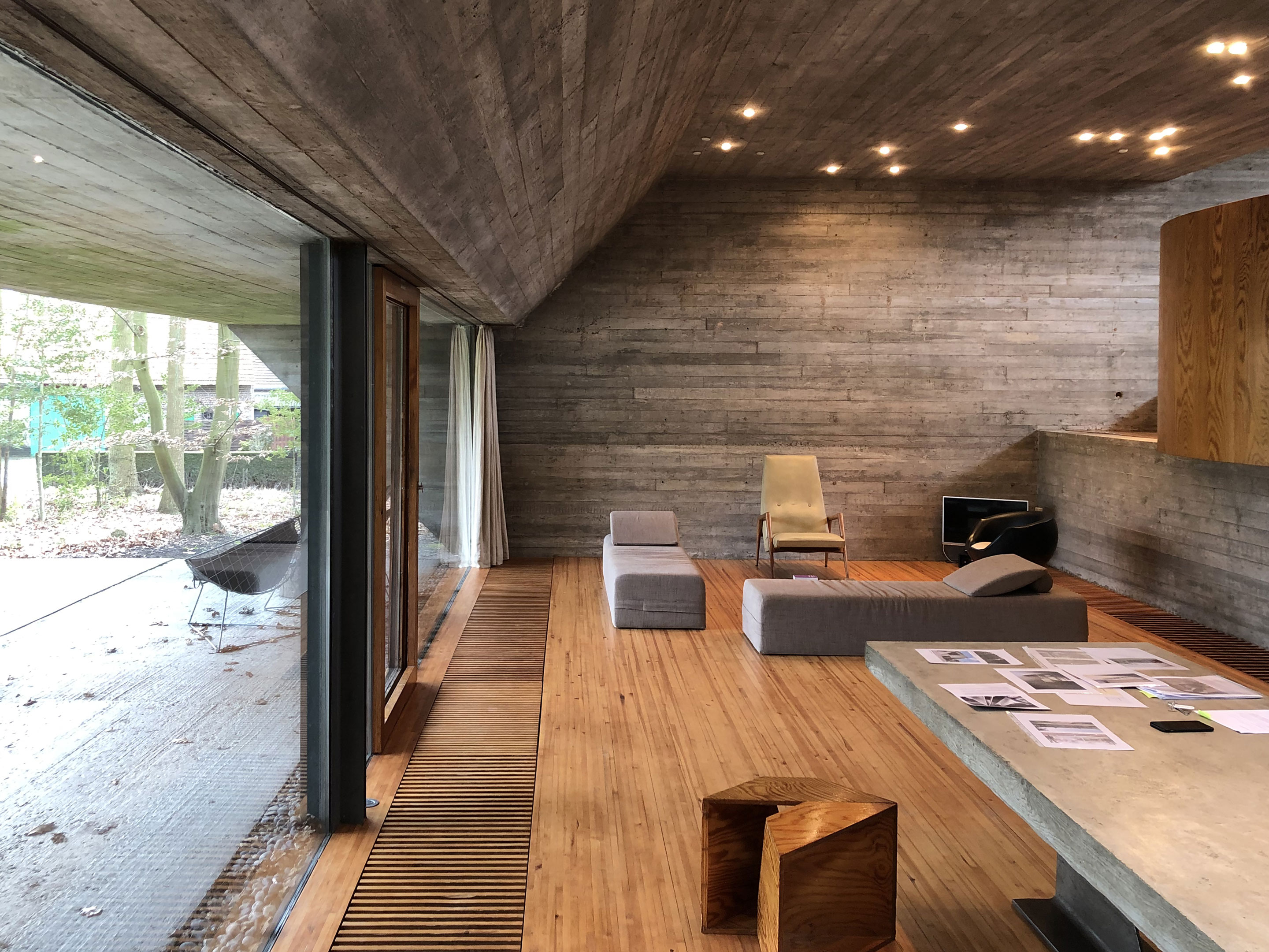 Juliaan Lampens, Casa Van Wassenhove, Sint-Martens-Latem, 1974. La zona giorno