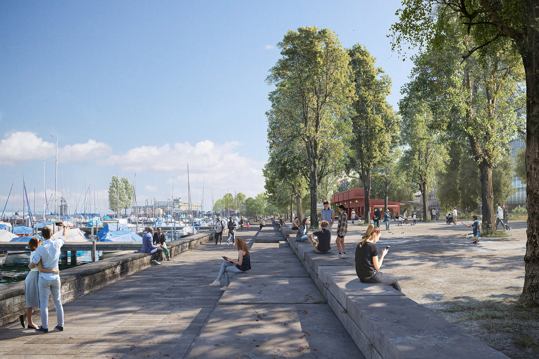 Der 1. Preis für «Porto stretto» vergab die Jury an die ARGE Schmid Kuhn Landschaftsarchitekten mit Loeliger Strub Architektur.