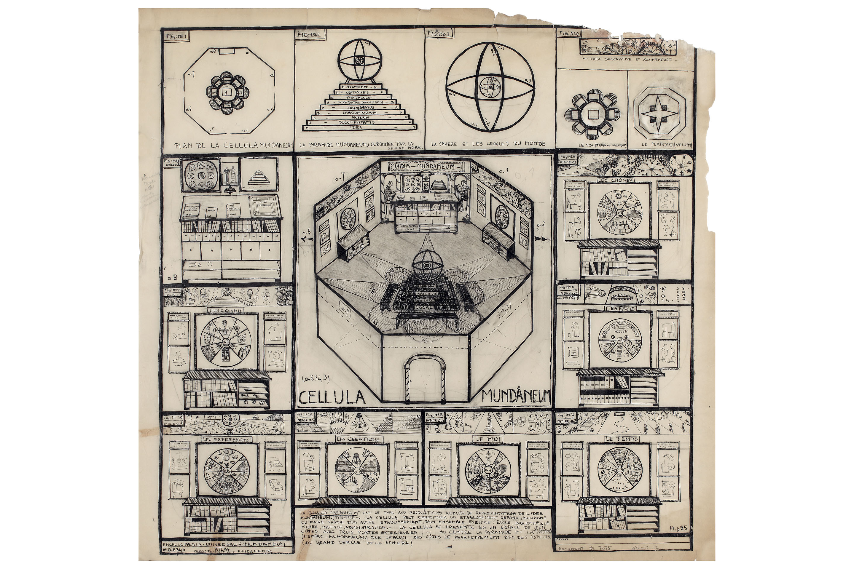 Paul Otlet, Cellula Mundaneum, 1936. Conçu par Paul Otlet (1868-1944)