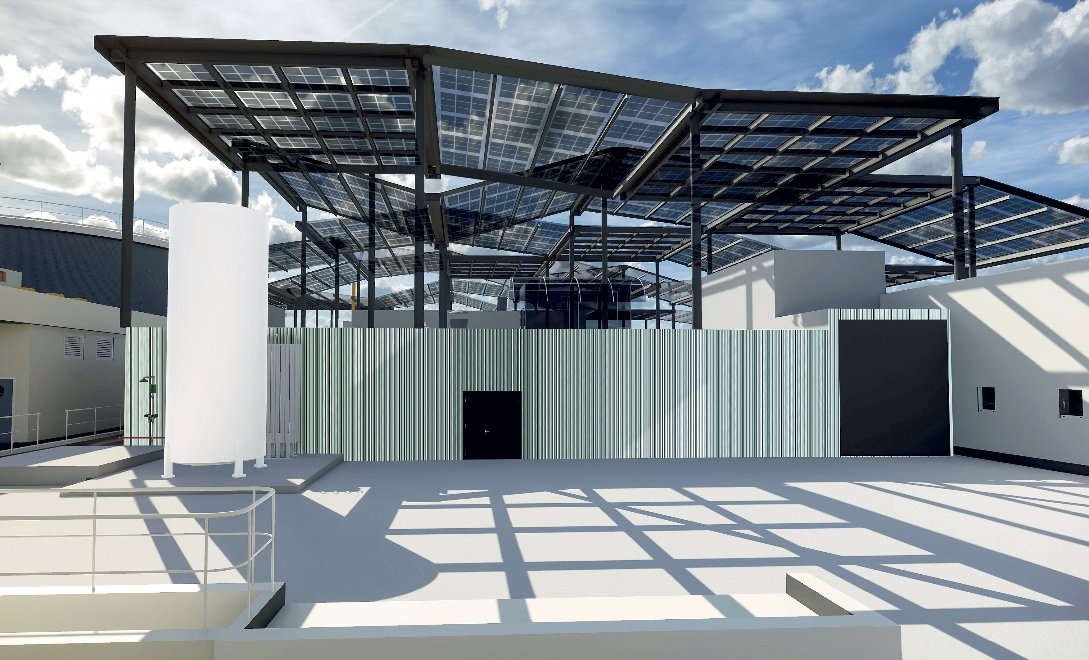 Une canopée photovoltaïque surmontant la station produira le surplus d’énergie nécessaire à l’installation de nouveaux process d’épuration.