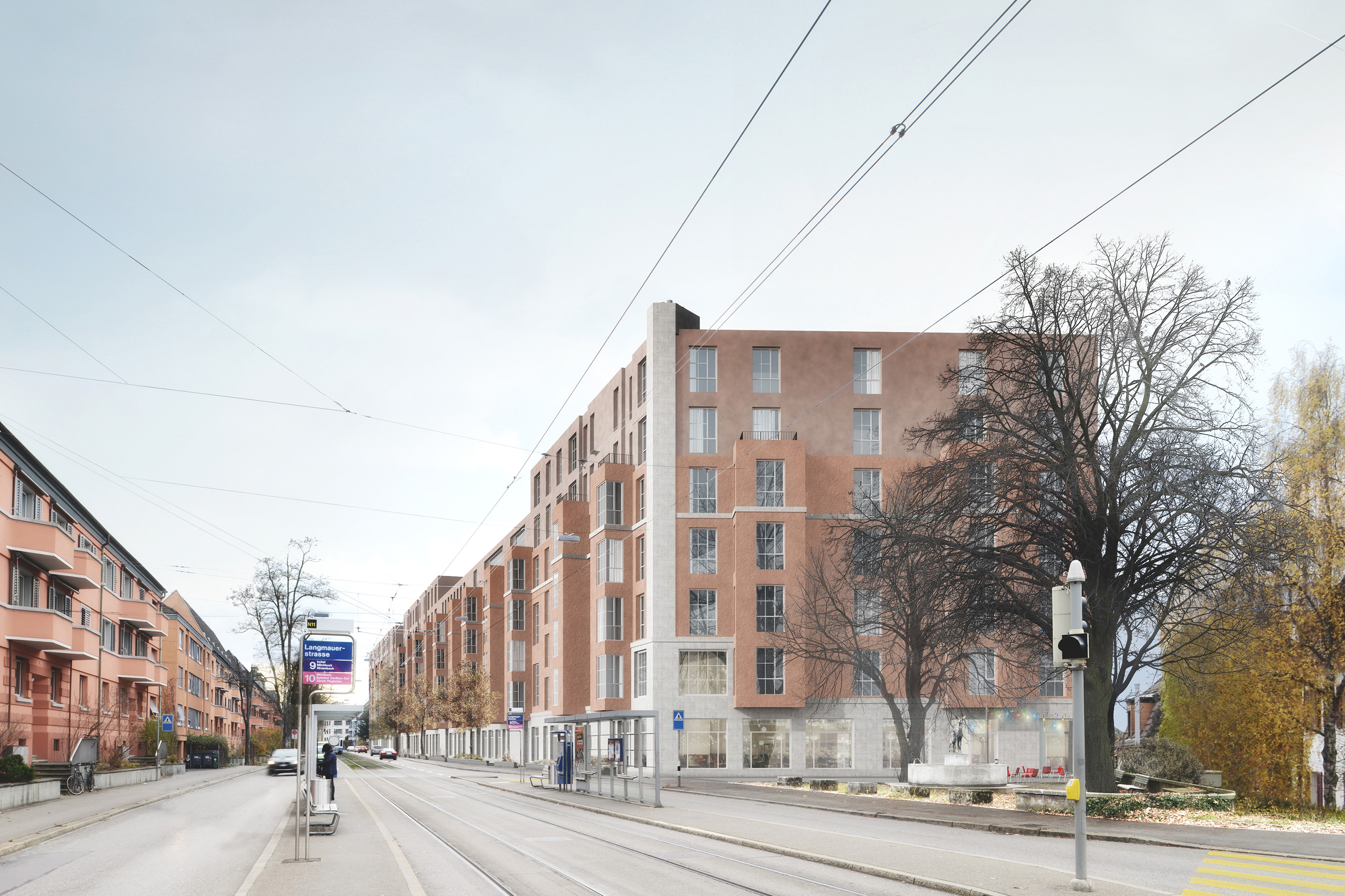 Der Ersatzneubau der Genossenschaftssiedlung BG Oberstrass in Zürich ist derzeit auf Eis gelegt. Das Baurekursgericht hat die ursprüngliche Bewilligung der Stadt Zürich aus Lärmschutzgründen aufgehoben.