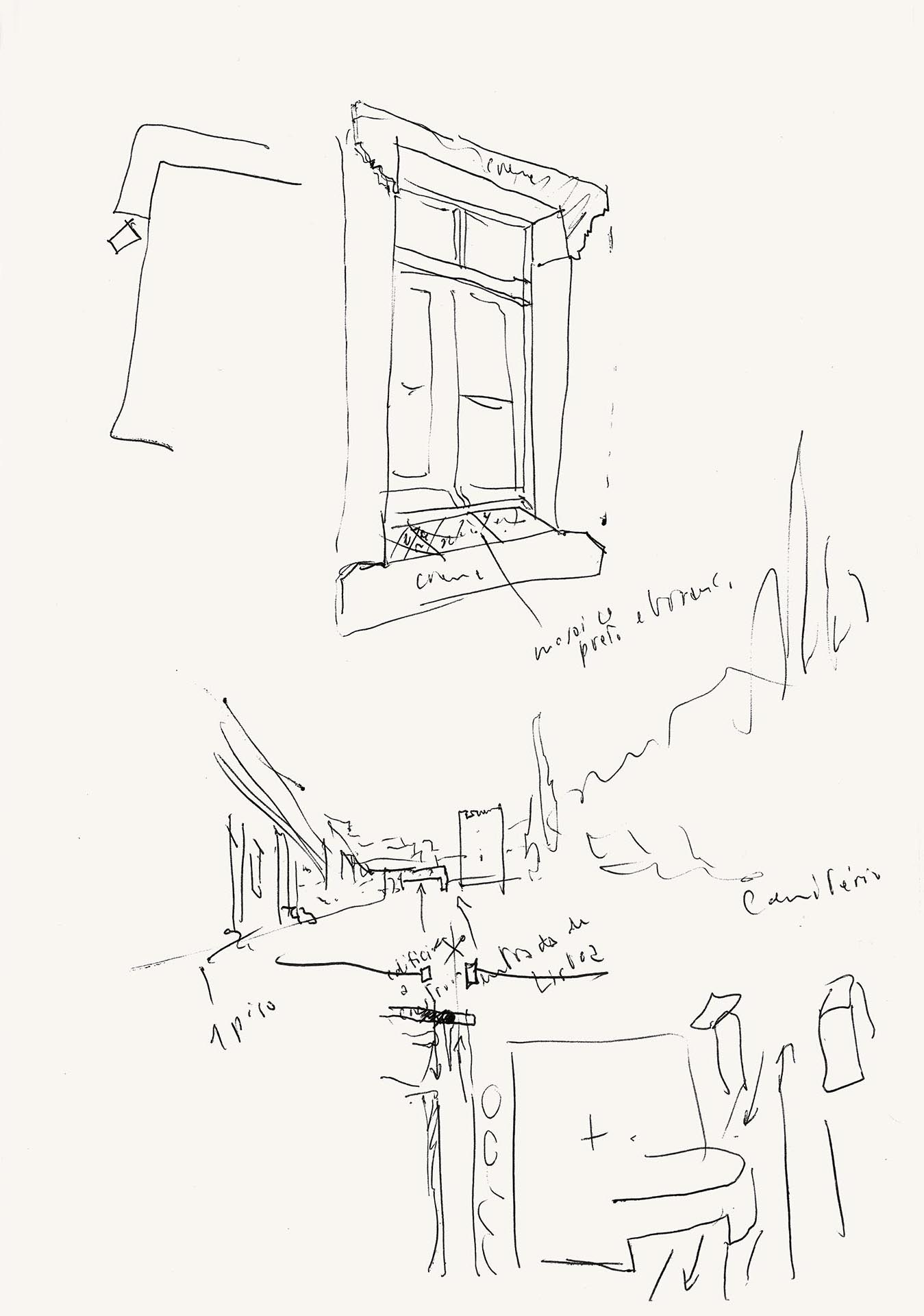 P. 10 : Siza se promène dans la rue qui relie Malagueira et la porte de l’enceinte (Porta de Alconchel), prenant des notes sur l’architecture vernaculaire d’Évora. DMC2503.10.