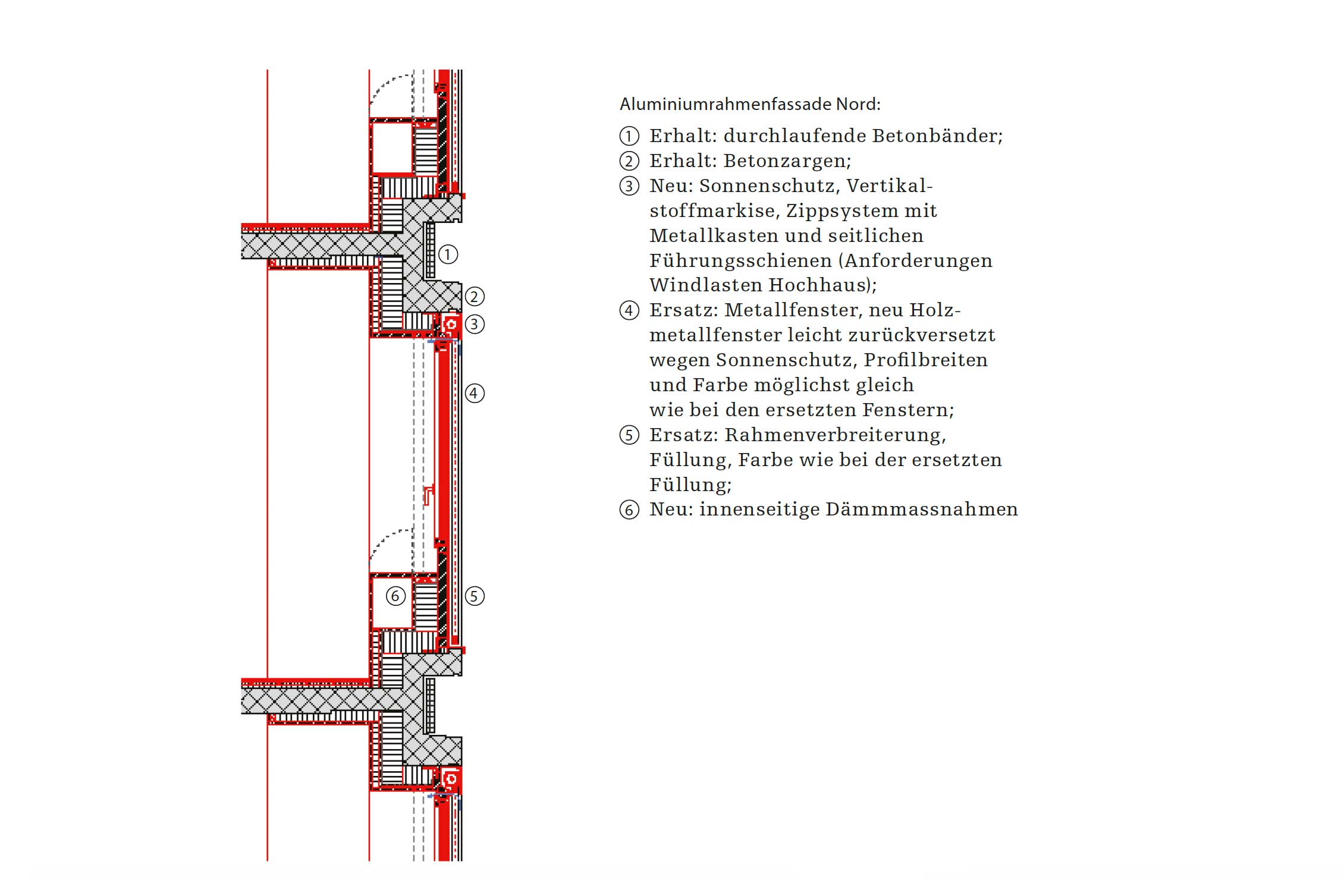 Aluminiumrahmenfassade Nord