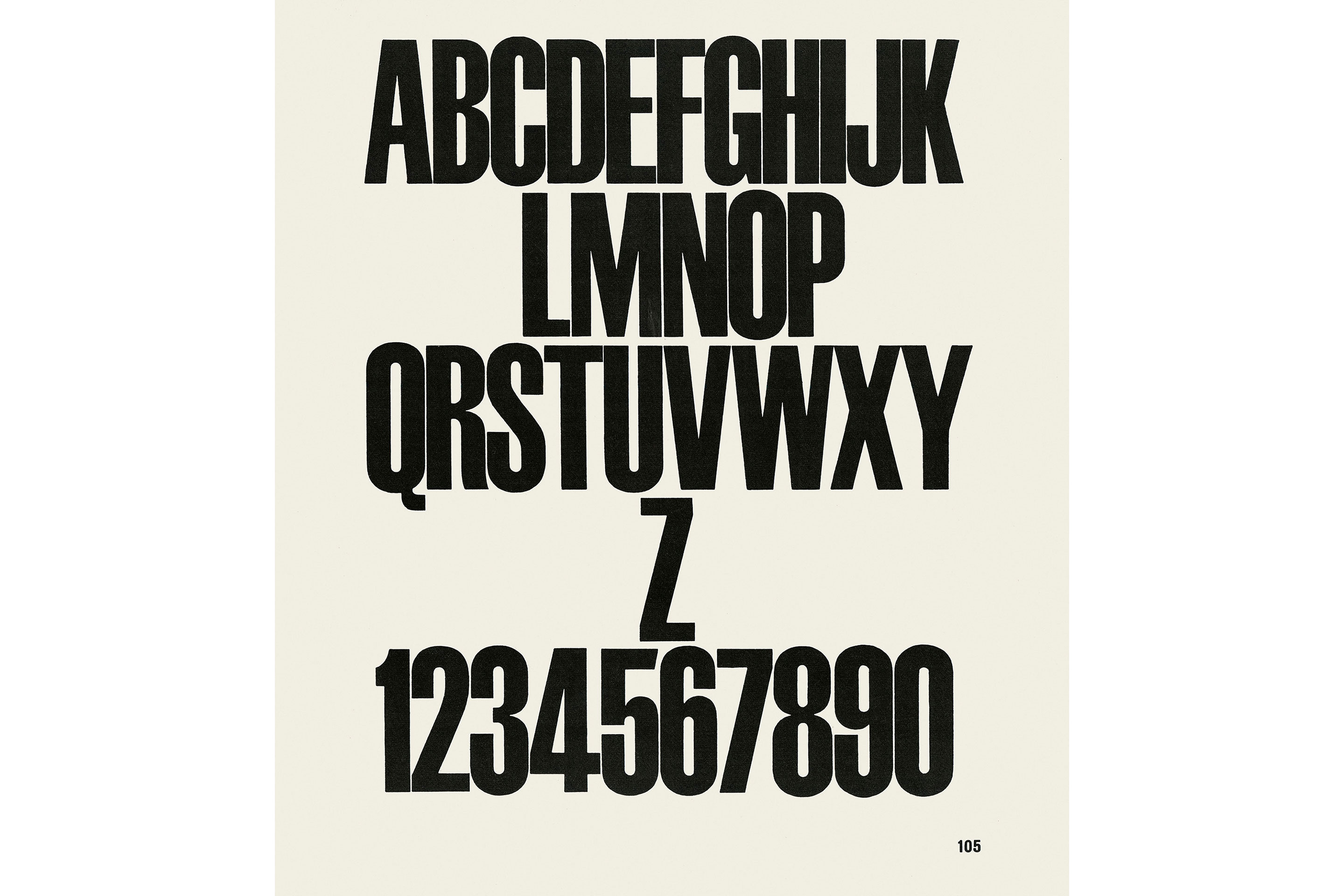 Walter F. Haettenschweiler, Schmalfette Grotesk, Schriftmuster aus Lettera 1, 1954.