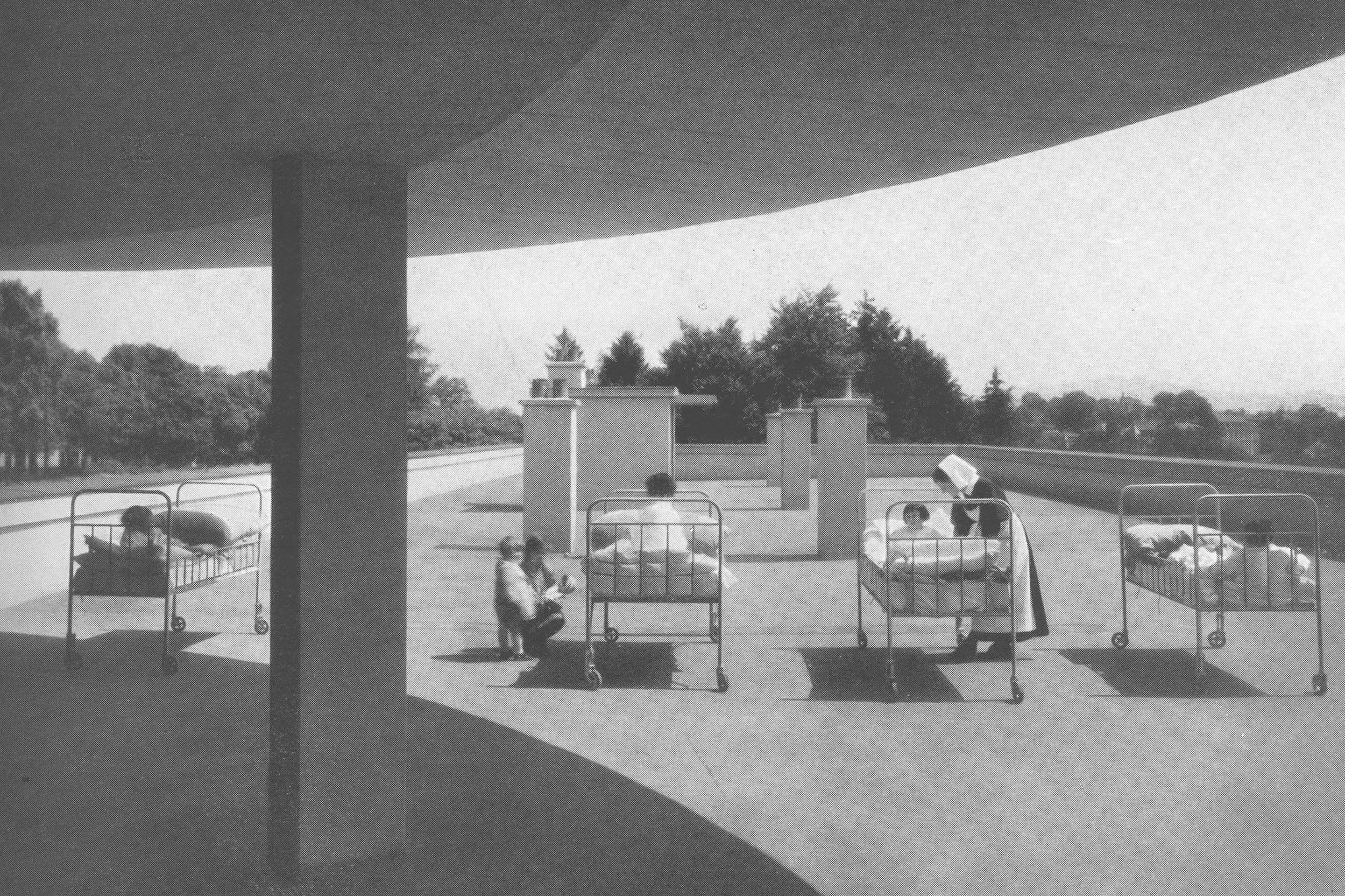 Terrazza della clinica chirurgica dell'Inselspital, Berna, 1933.