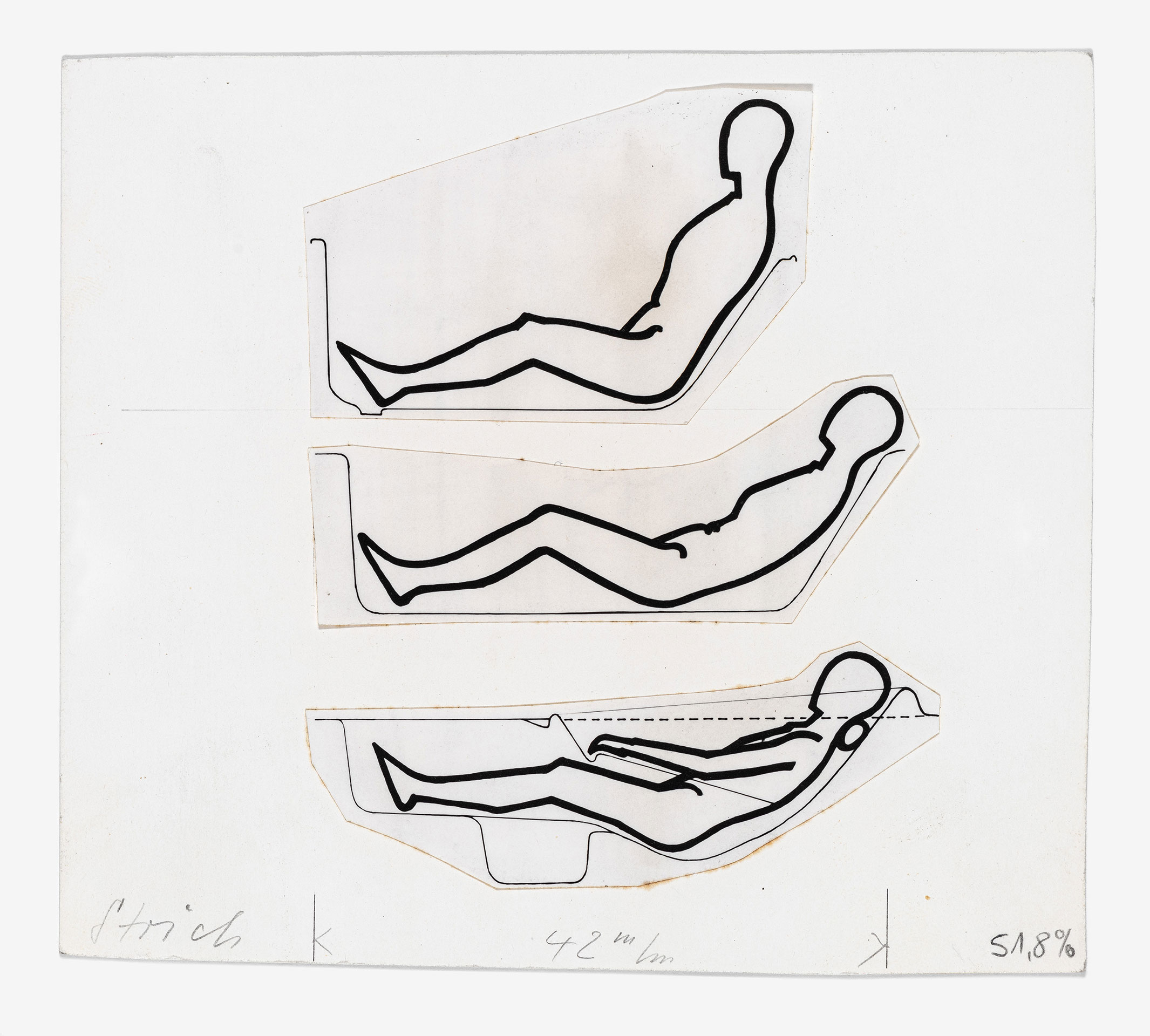 Willy Guhls Kreislaufwanne im Vergleich zu herkömmlichen Badewannen, 1956, Designsammlung, Museum für Gestaltung Zürich, Illustration: Willy Bärtschi