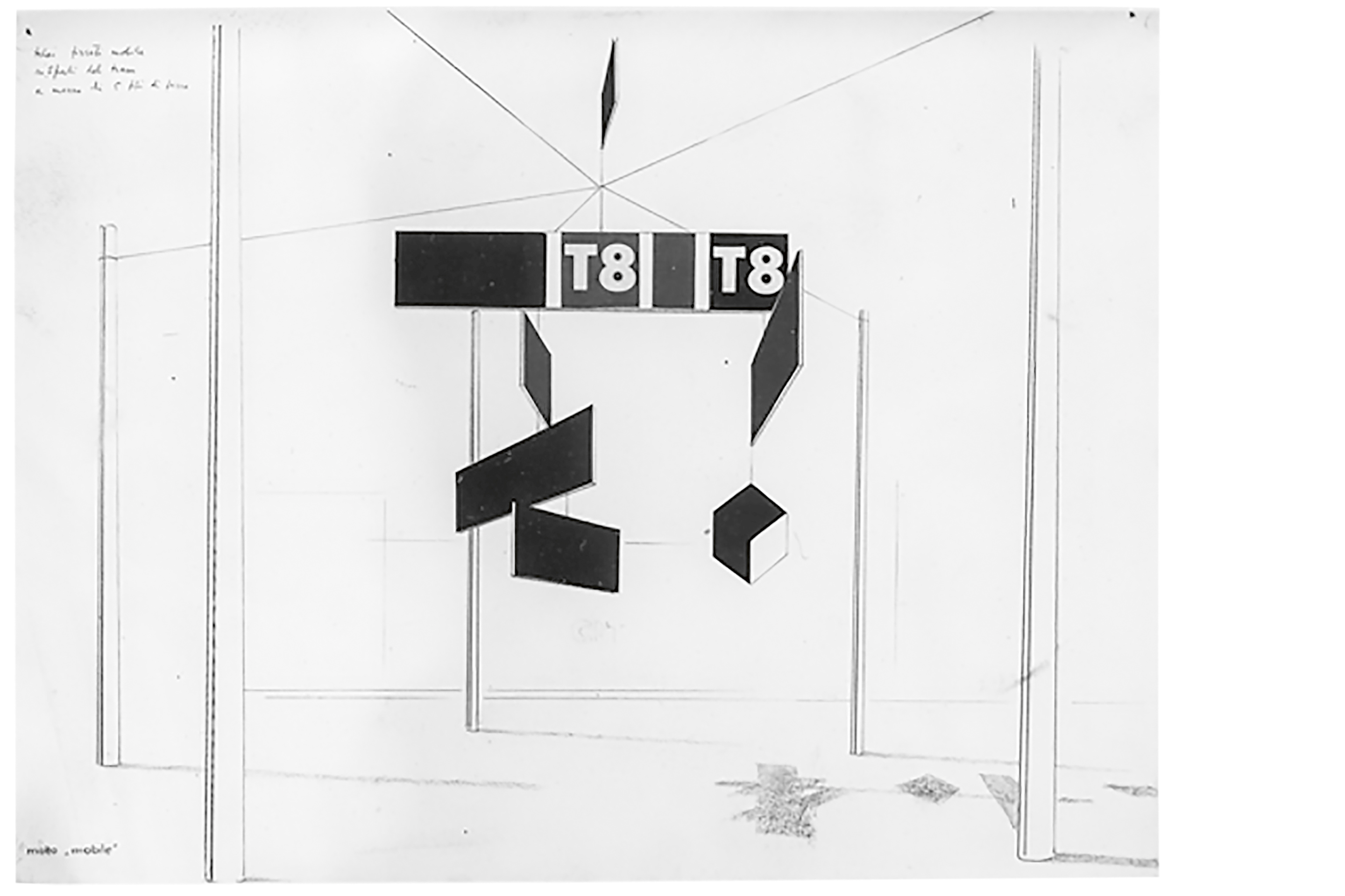 VIII Triennale,concorso per elementi pubblicitari per piazzale Cadorna, 1947.  Progetto di Max Huber. Doc. TRN_VIII_01_0025.