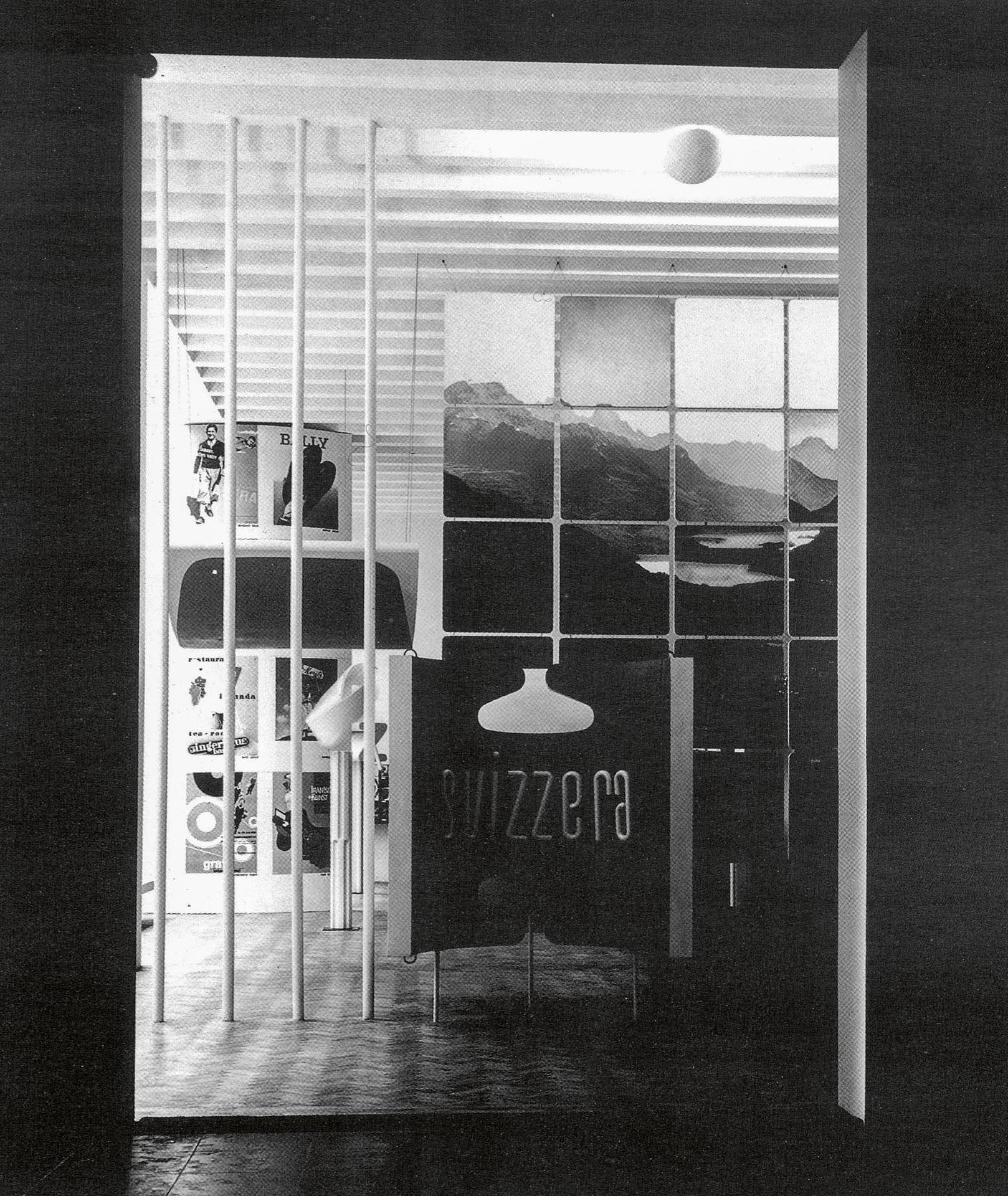 VI Triennale, Sezione Svizzera, 1936. Allestimento di Max Bill, pianta e sezione longitudinale.