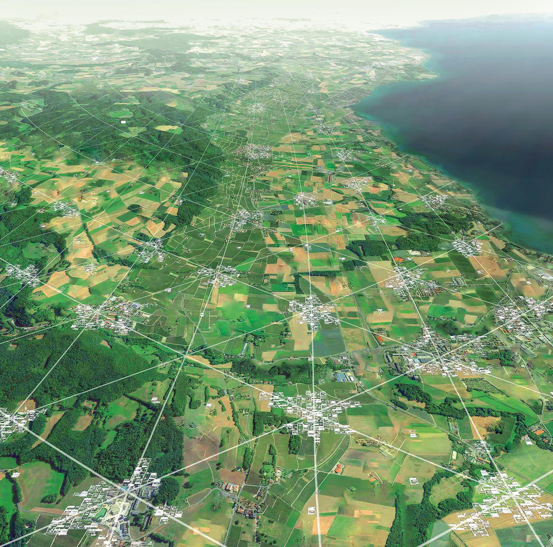 Une vision de la métropole lémanique Post-Car: Société horizontale, Jonathan Amort, Geoffroy Jutzeler, Nadine Terrier, Marine Villaret, EPFL, 2015.