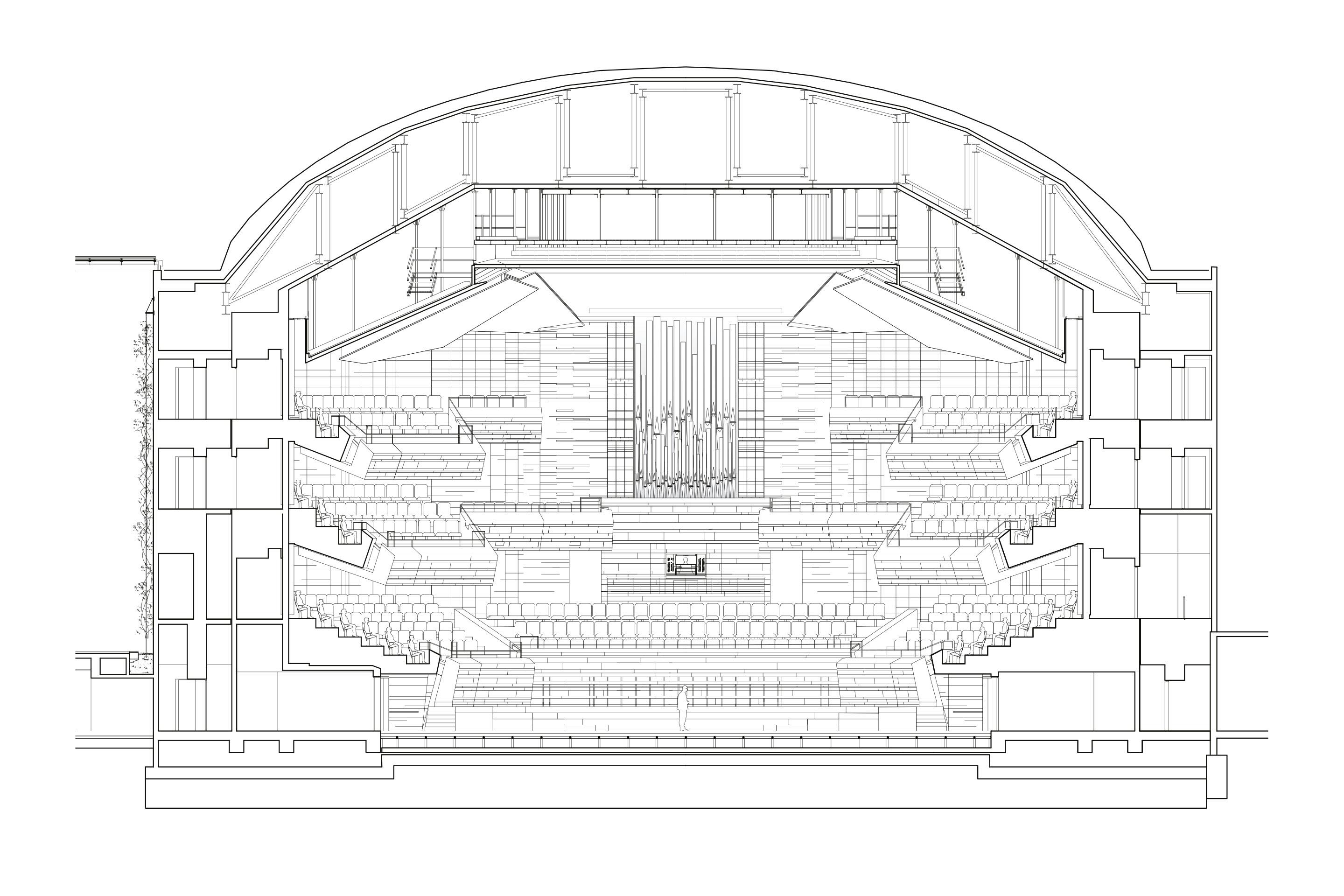 Schnitt durch das grosse Auditorium.