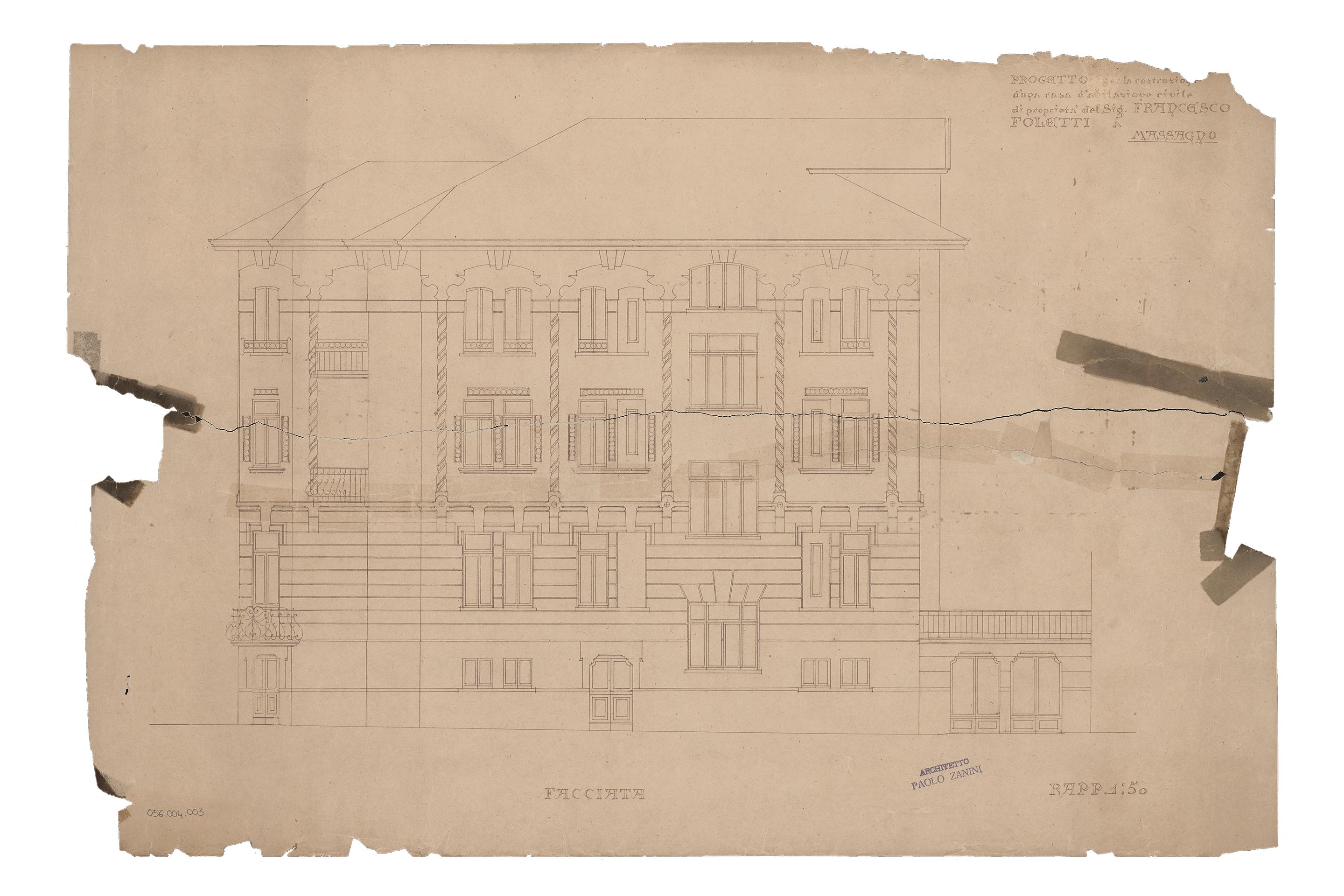Casa Foletti, Massagno, 1911, facciata verso via San Gottardo.