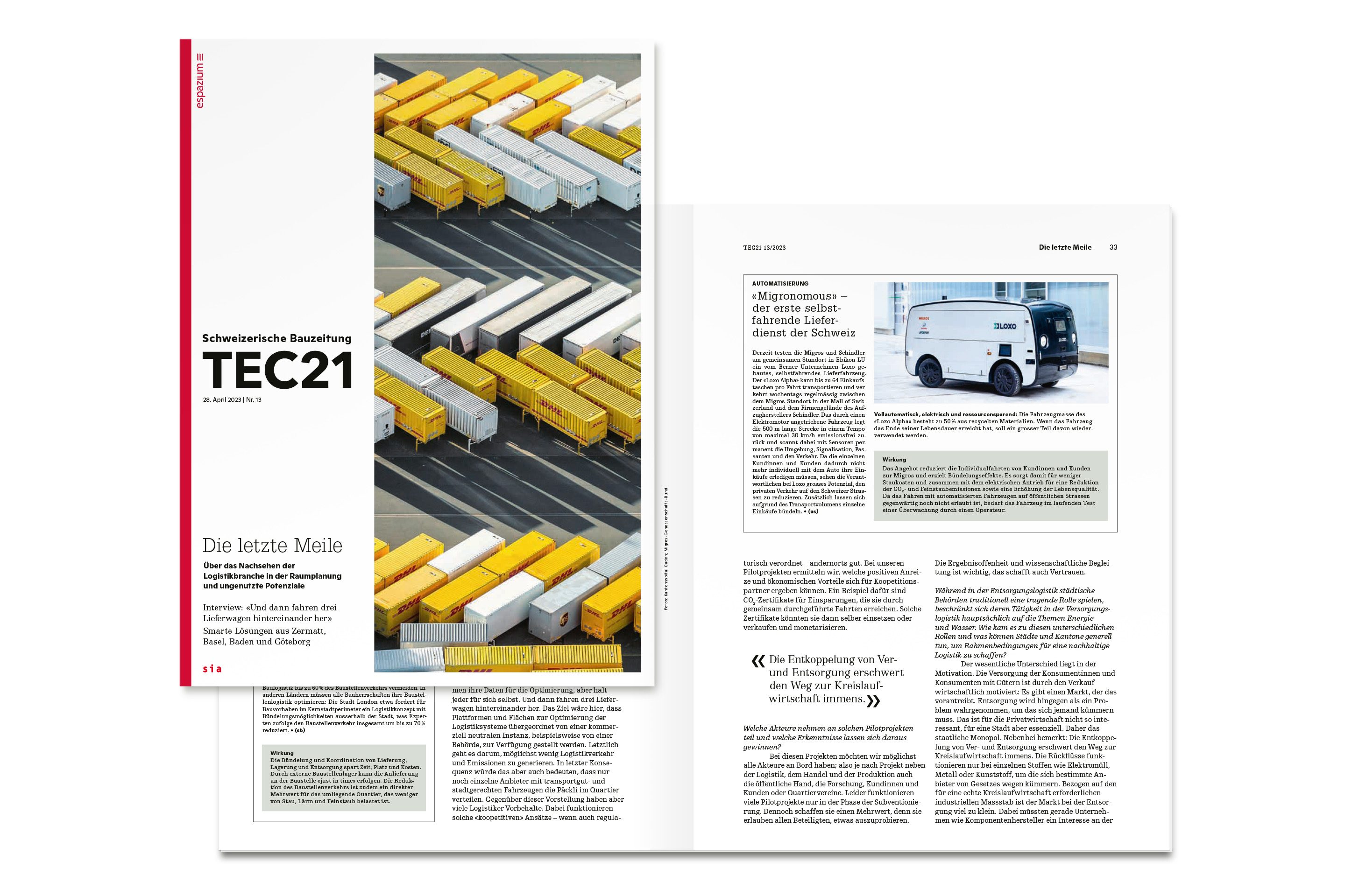 TEC21: Über das Nachsehen der ­ Logistikbranche in der Raumplanung und ungenutzte Potenziale