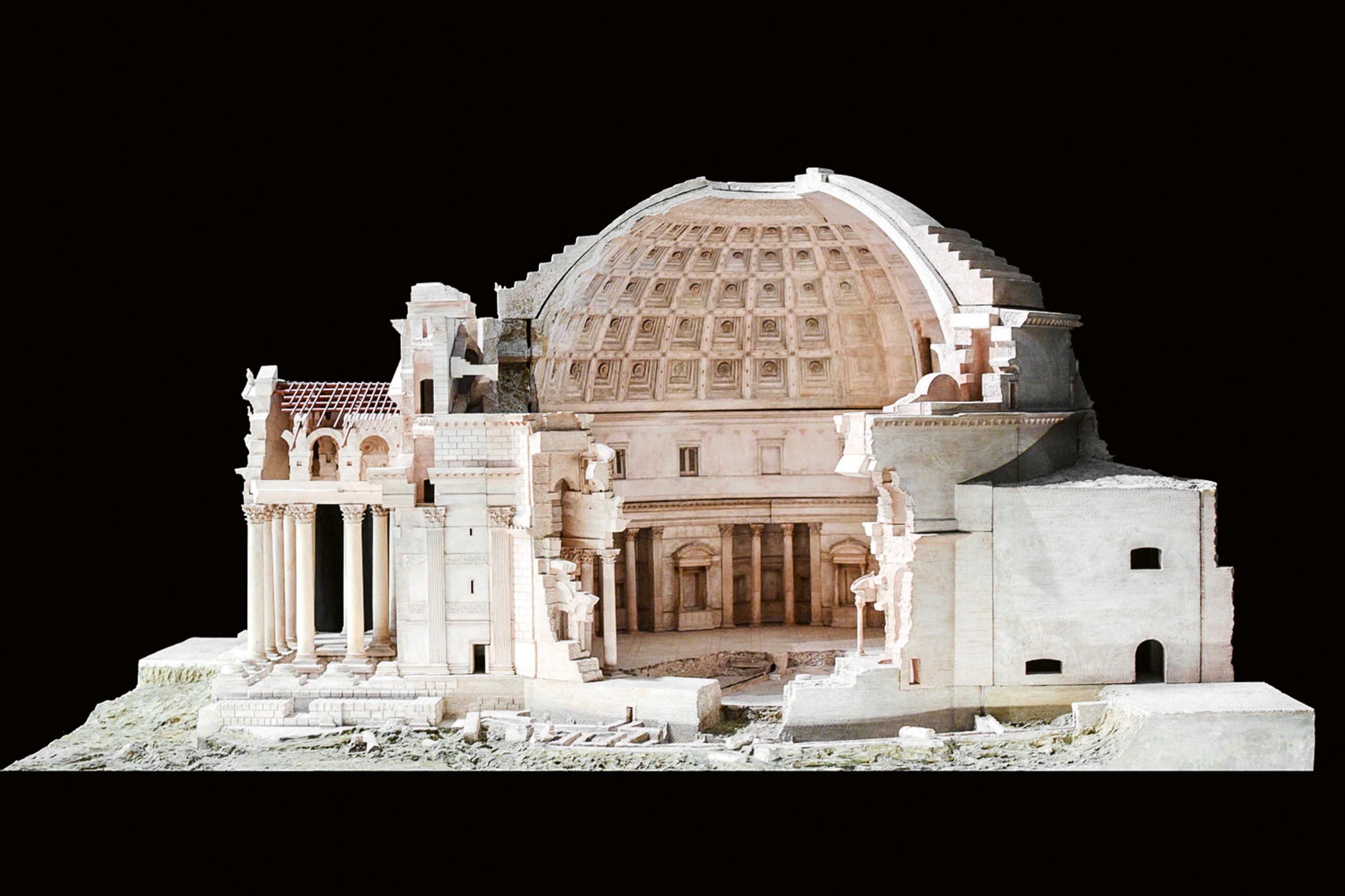 Des chercheurs ont récemment démontré que le composé calcaire du ciment romain (ici la coupole du Panthéon) était mélangé à chaud et conférait au béton des propriétés régénératrices. Une découverte inspirante.