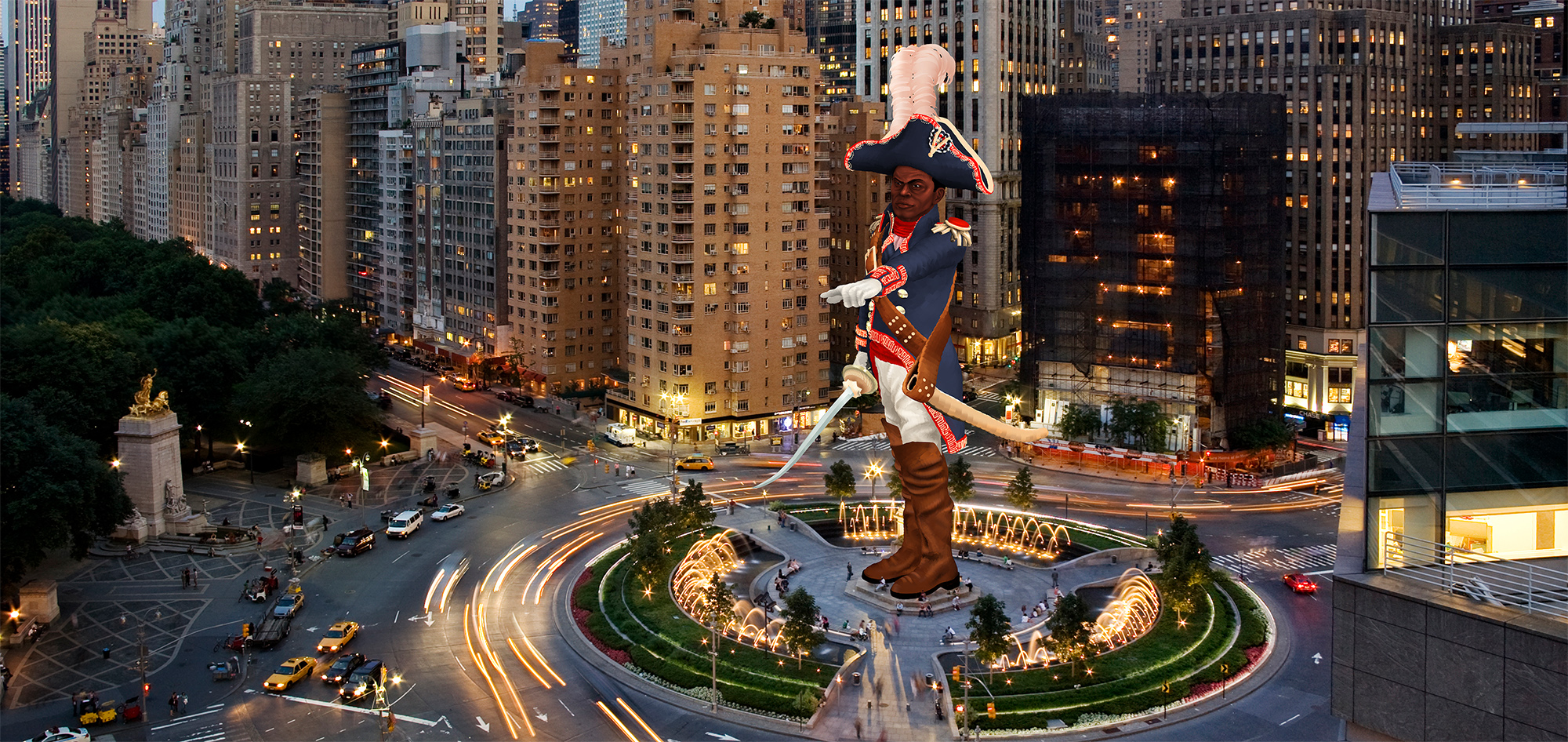 The Monuments Project. Manhattan, 2022. Proposal for an augmented reality monument in honor of General Toussaint Louverture on Columbus Circle.