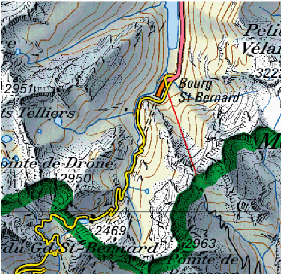 Fig5: Carte topographique de la région du Grand-Saint-Bernard