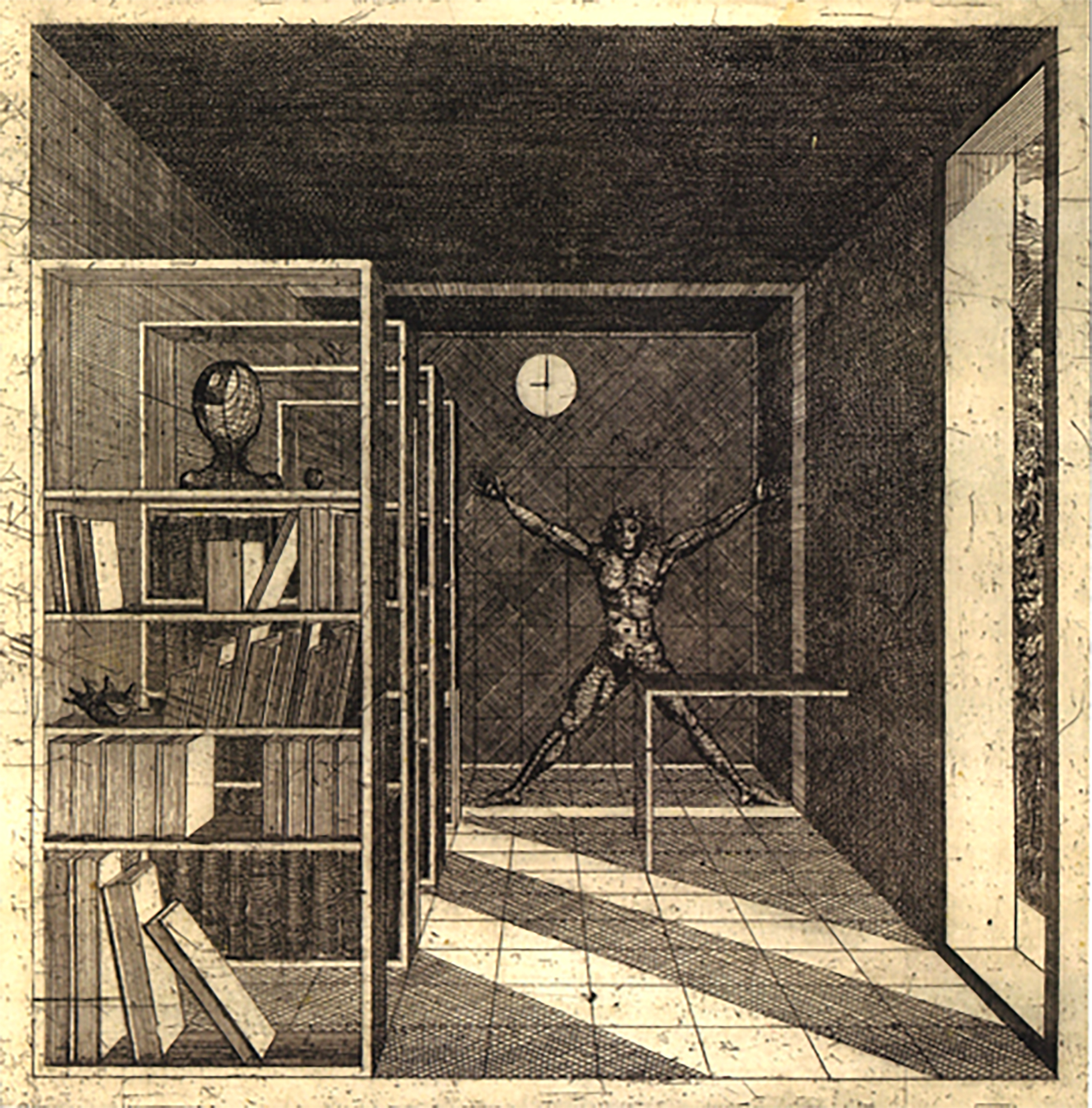 Interno di Casa Tonini, acquaforte, Fabio Reinhardt.